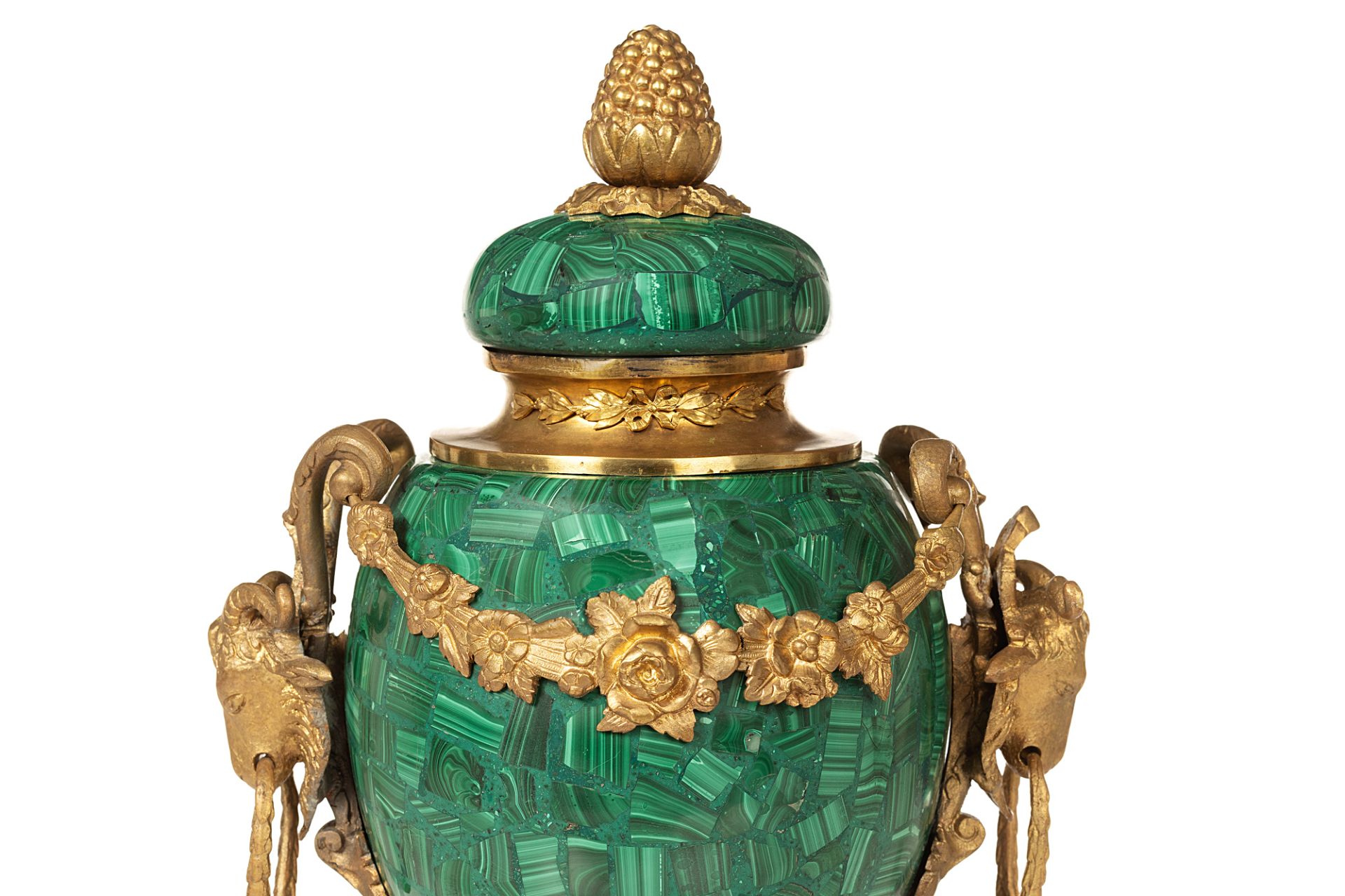 Pair of malachite vases in the style of French Early Classicism - Image 5 of 8