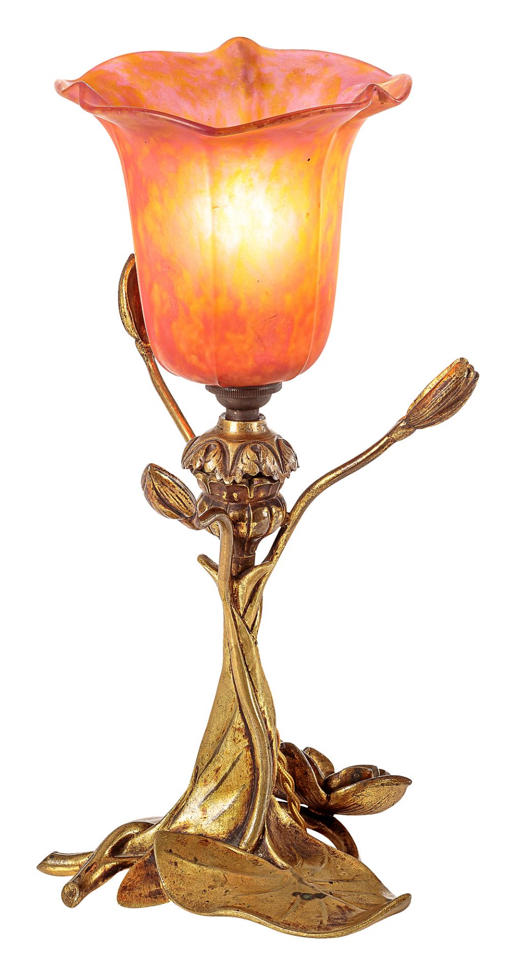 Art Nouveau table lamp with water lily base - Image 2 of 3