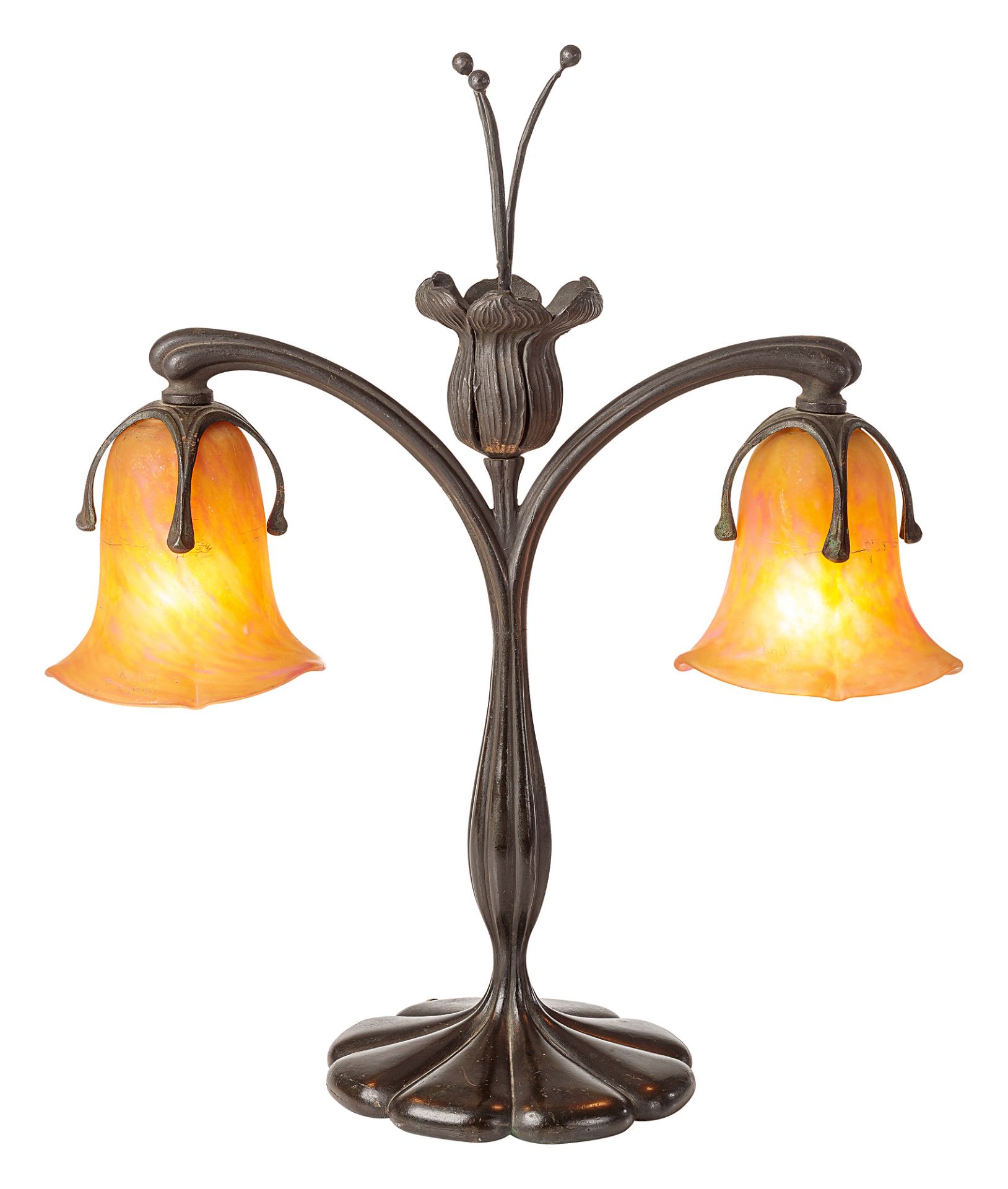 Two-light Daum Frères table lamp
