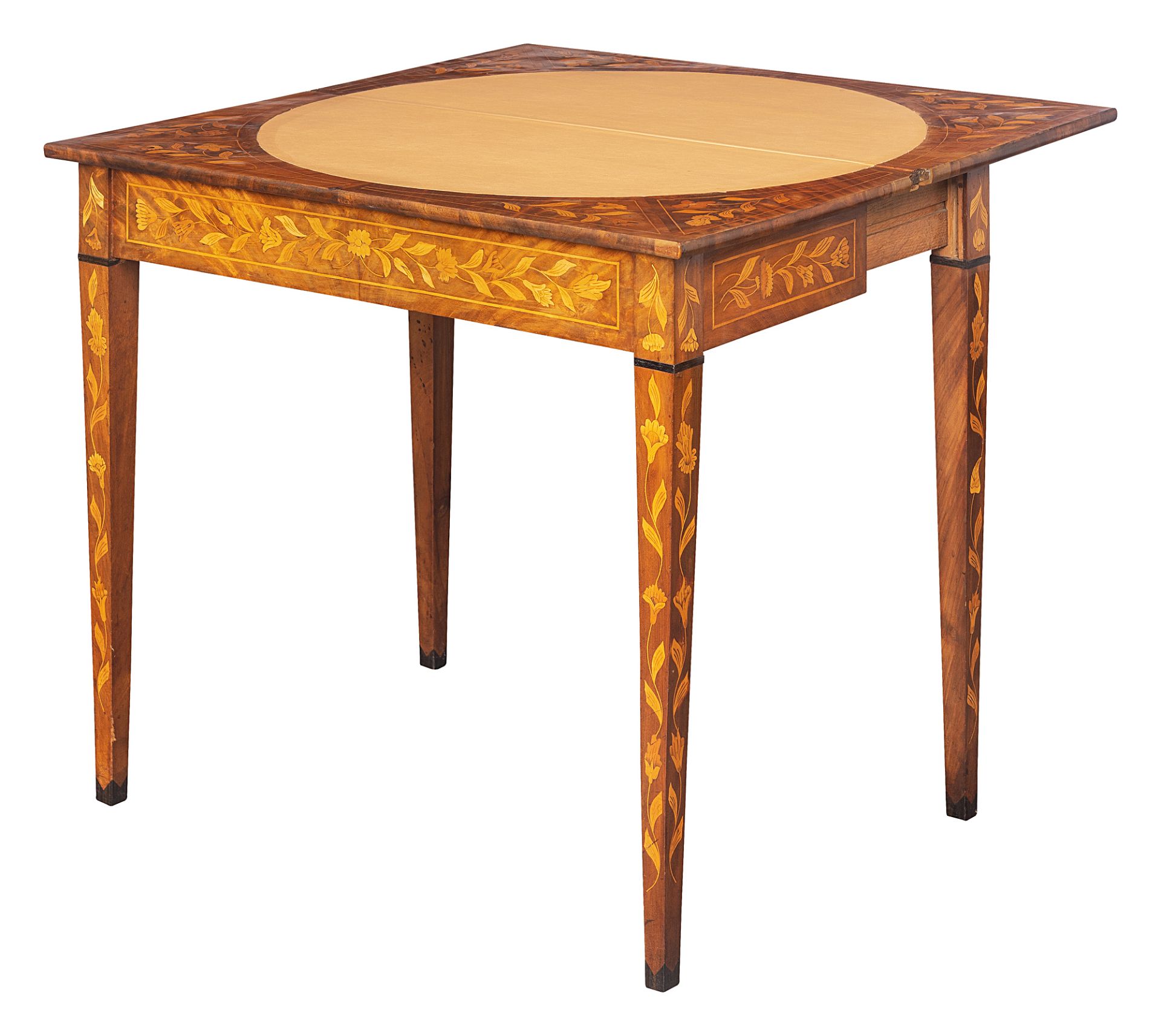 Dutch games table with flower intarsia - Image 2 of 3