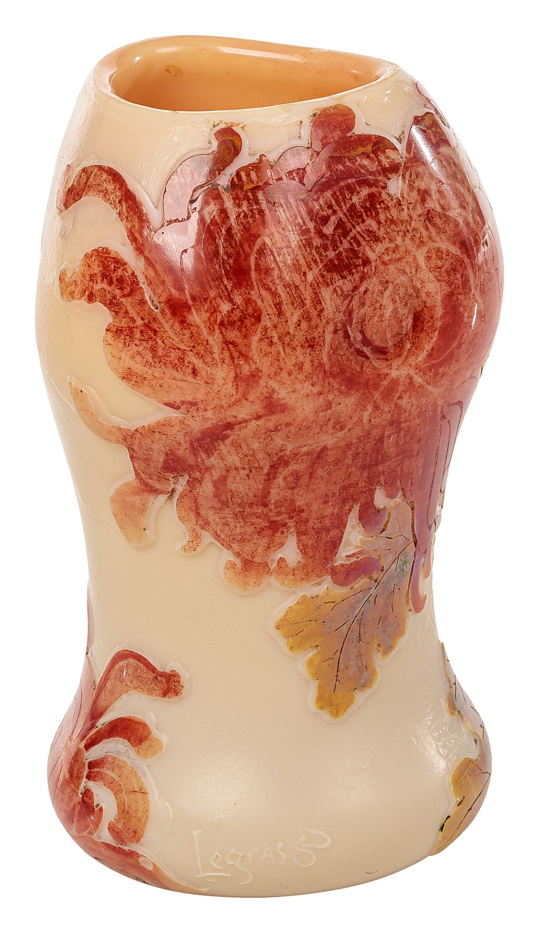 Small Legras vase with chrysanthemum decor
