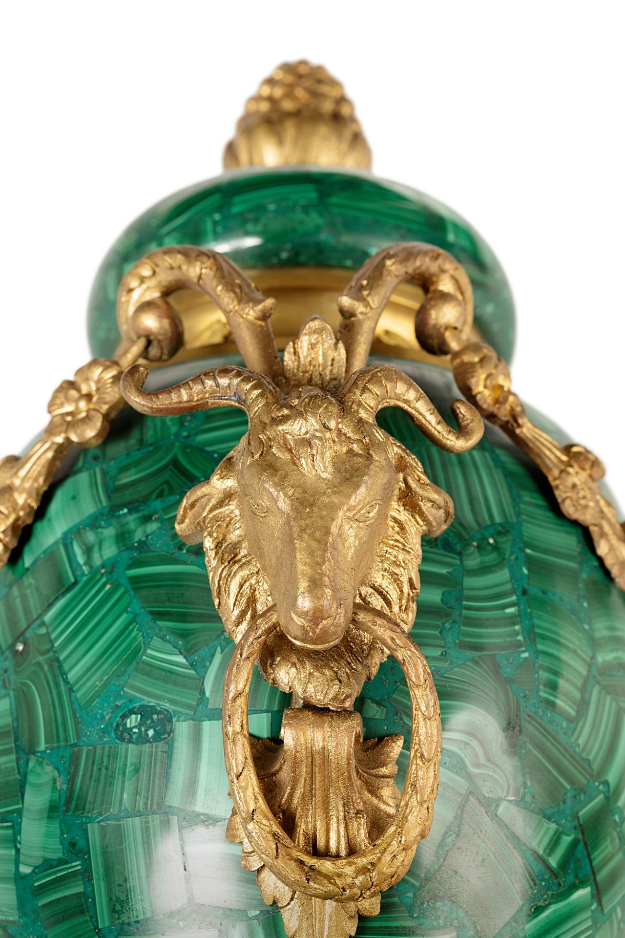 Pair of malachite vases in the style of French Early Classicism - Image 7 of 8