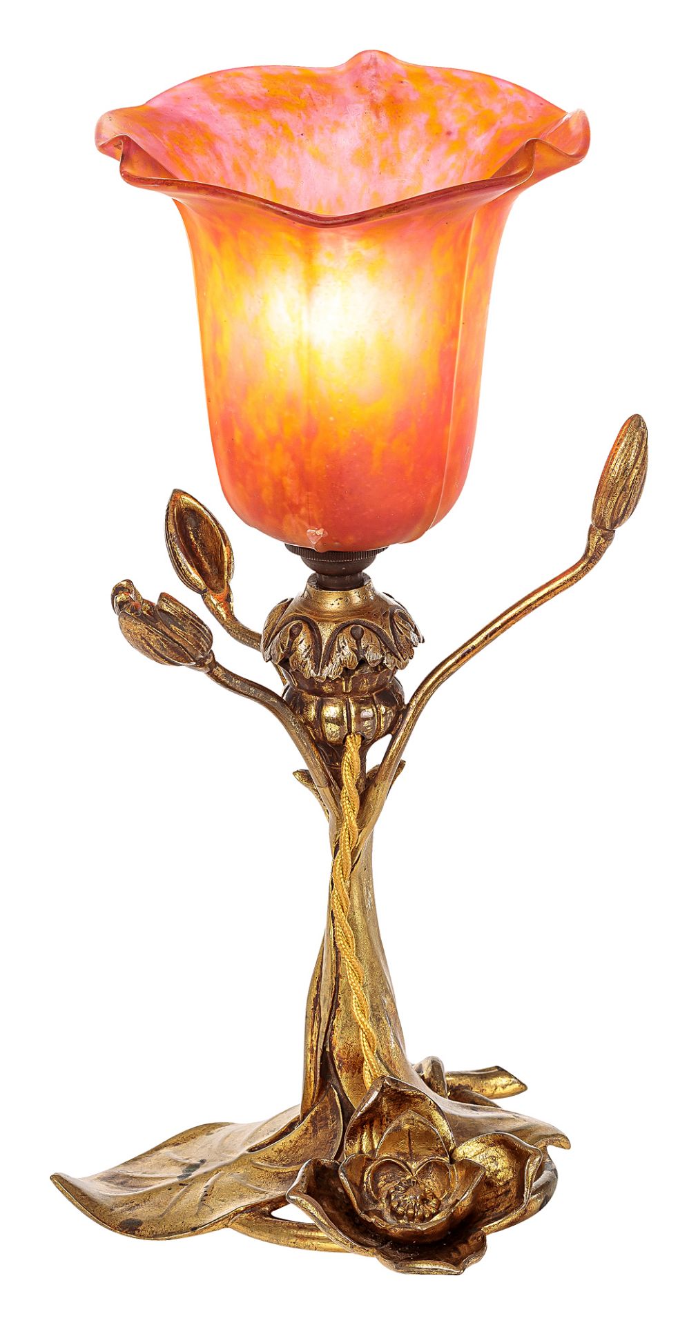 Art Nouveau table lamp with water lily base - Image 3 of 3