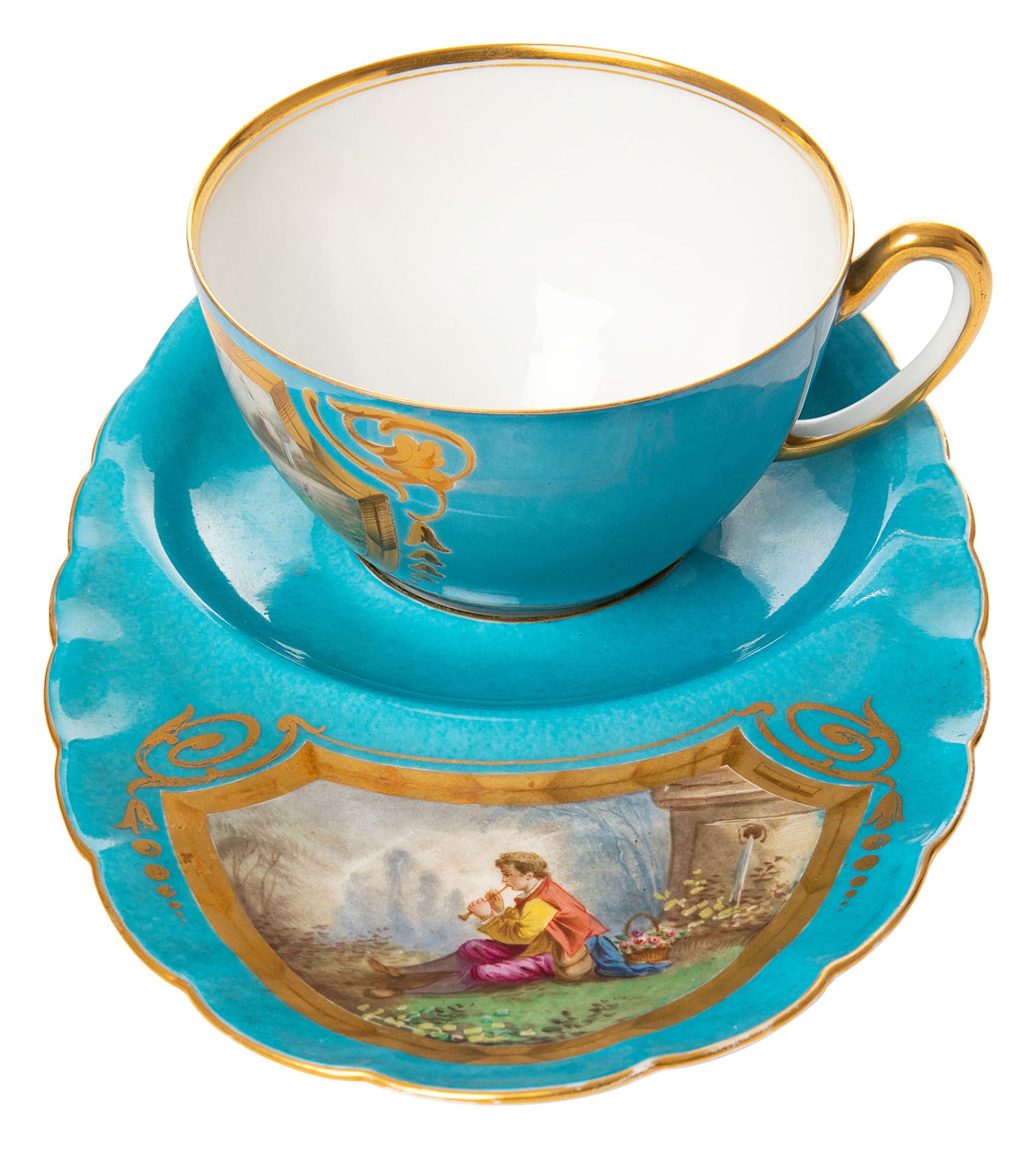 Cup and stand with bucolic motifs - Image 2 of 2