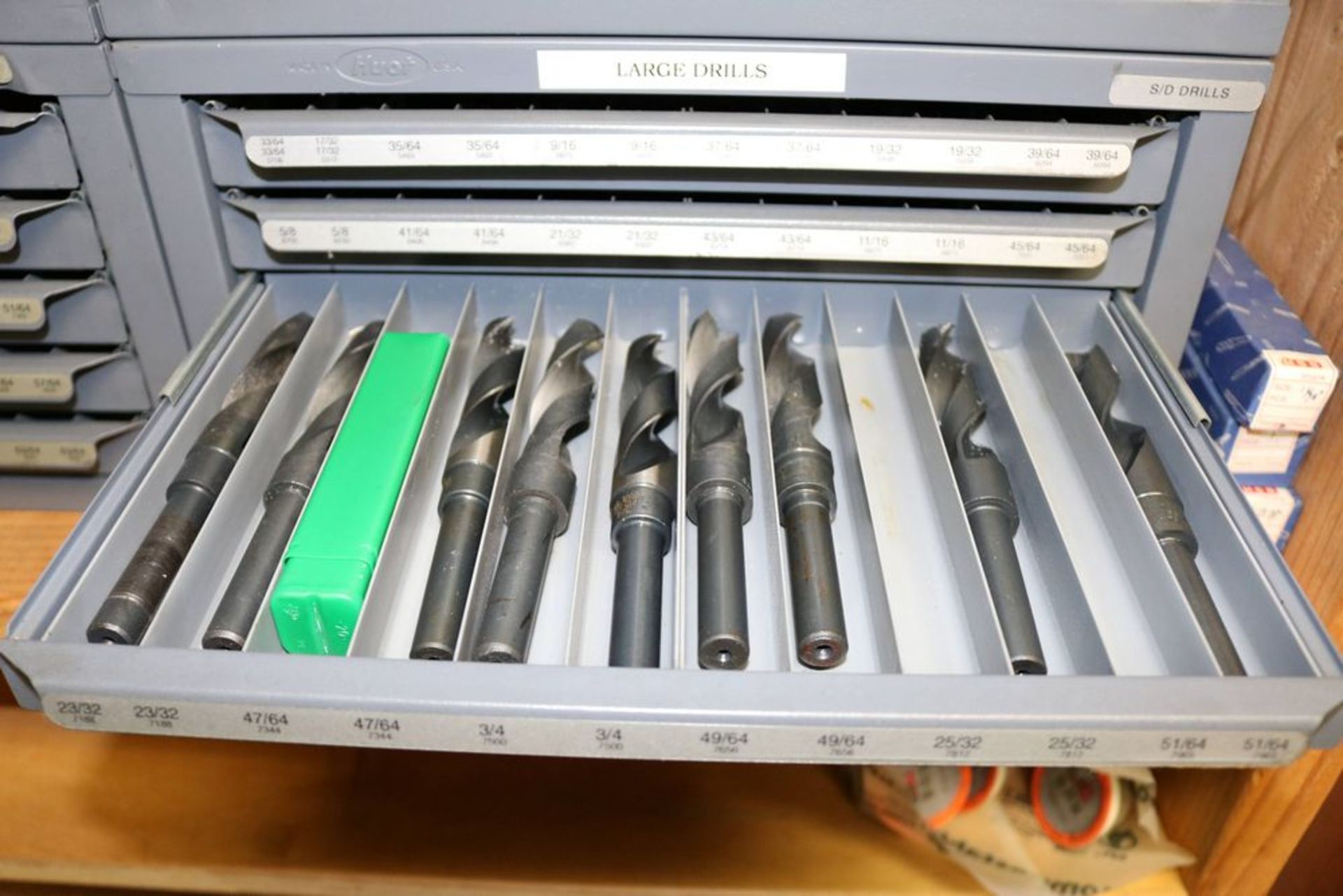 (4) Huot Organizers with Large Drills and HSS End Mills - Image 14 of 16