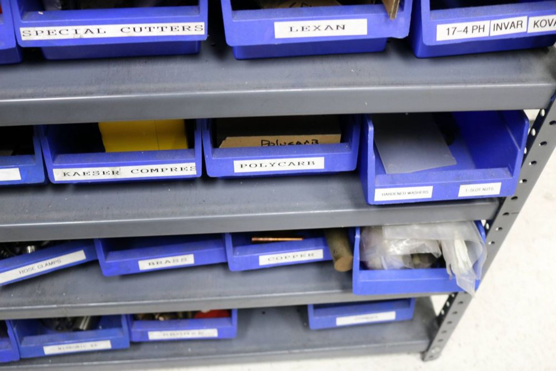 13 Tier Steel Shelf with Organizer Bins full of Various Items, Drills, Tap Handles, Air Fittings and - Image 14 of 15