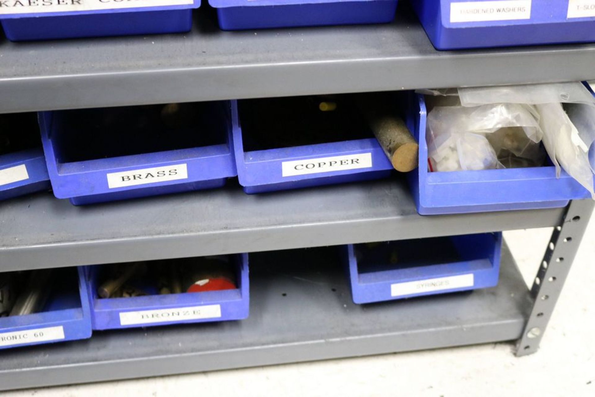 13 Tier Steel Shelf with Organizer Bins full of Various Items, Drills, Tap Handles, Air Fittings and - Image 15 of 15