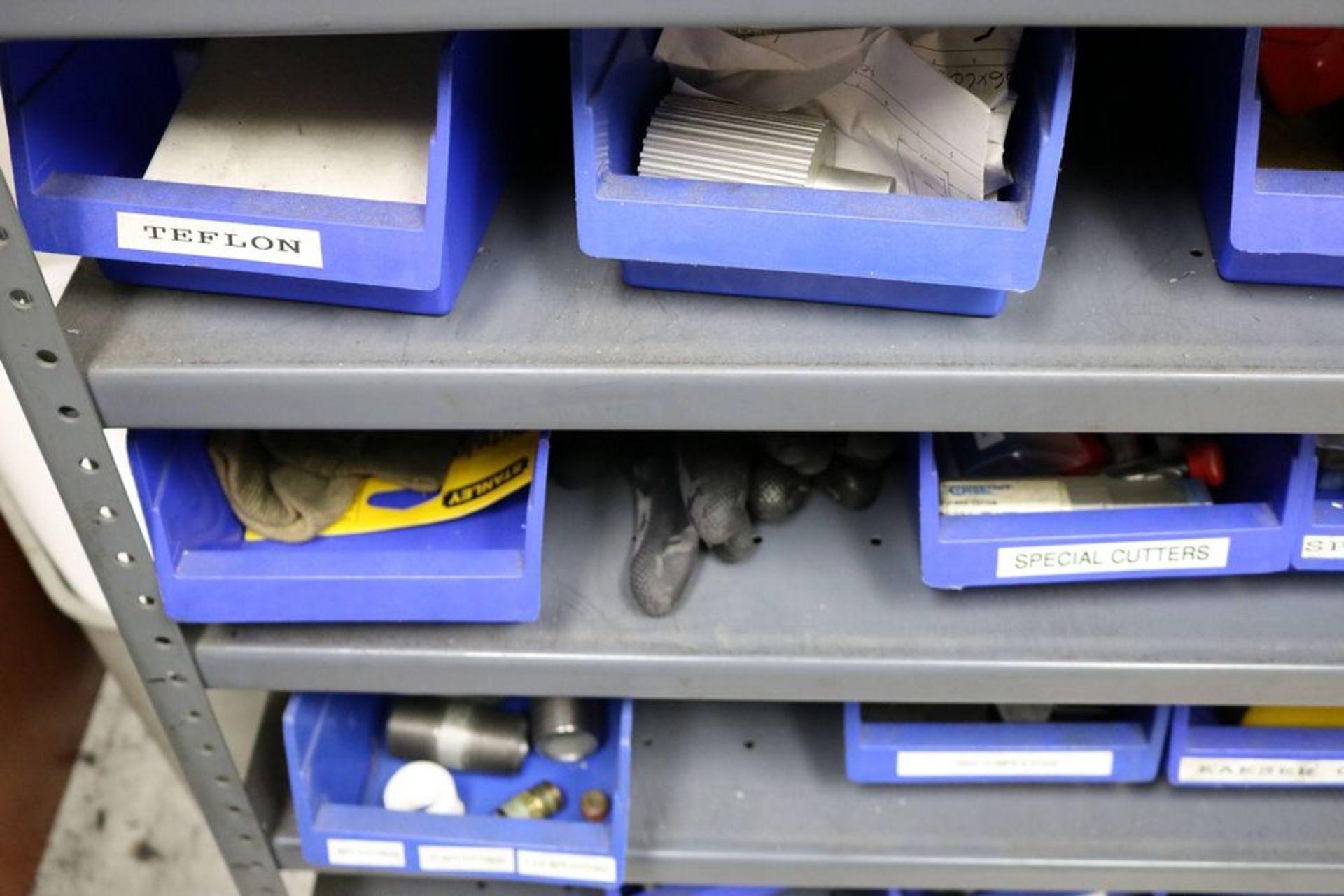 13 Tier Steel Shelf with Organizer Bins full of Various Items, Drills, Tap Handles, Air Fittings and - Image 12 of 15