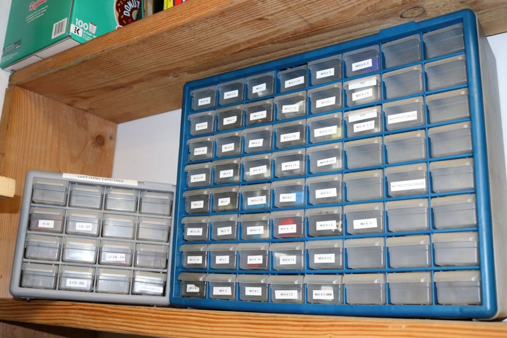 Tool Organizer with Metric Taps and Dies and Left Hand Taps and Dies