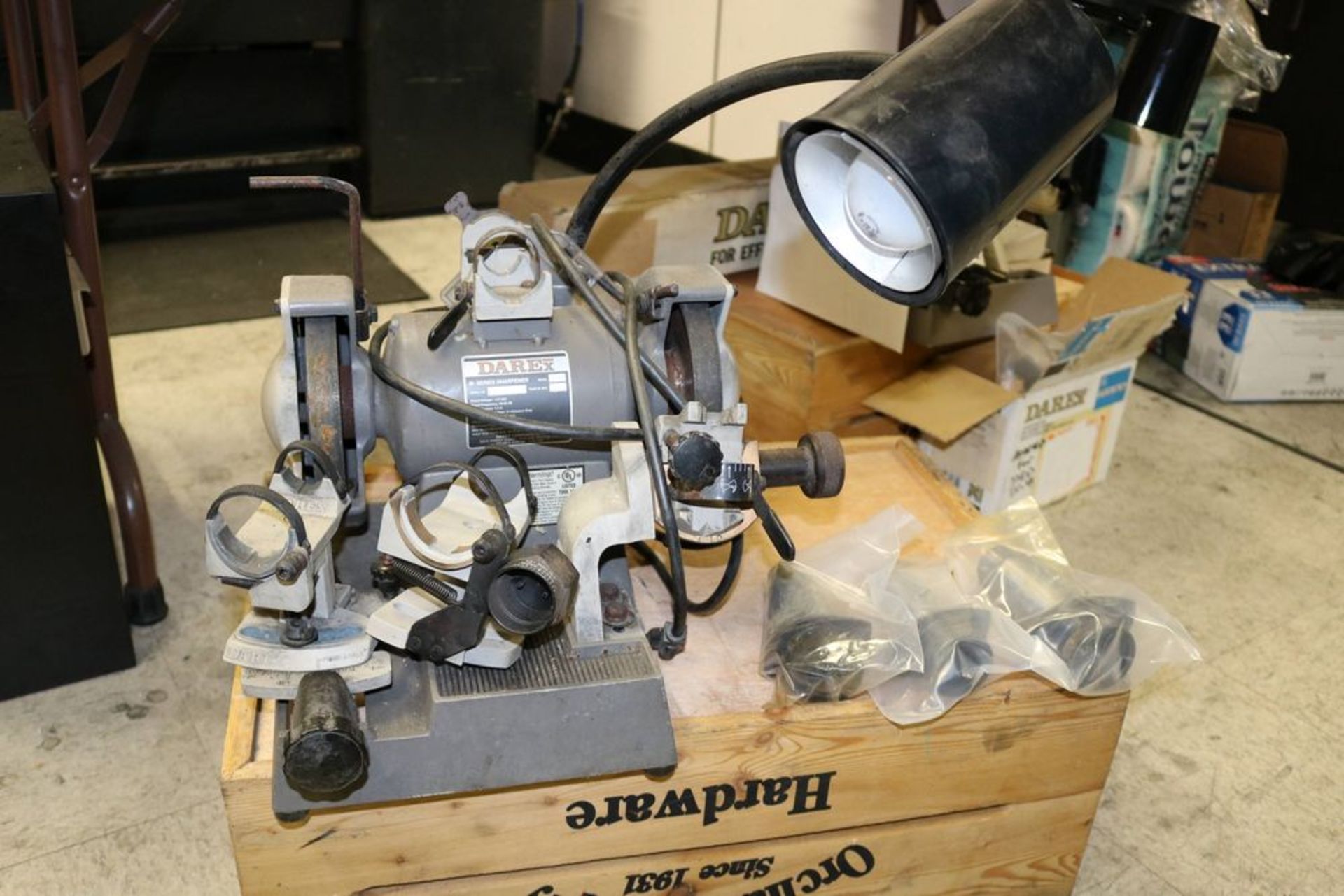 Used Darex M-Series Precision Tool Sharpener with Accessories and Tool Holders