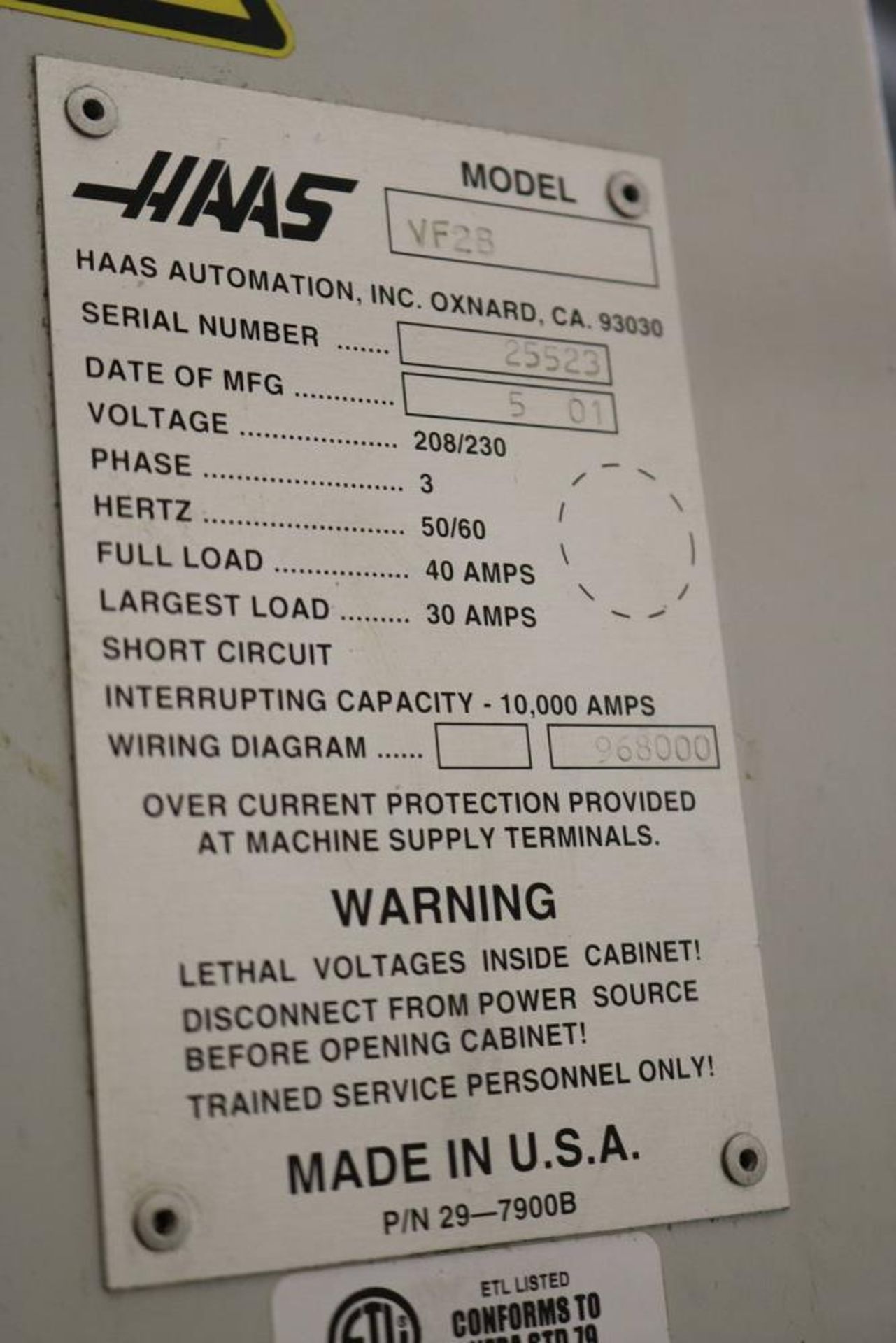 2001 Haas VF-2B - CNC Vertical Machining Center - Image 11 of 11