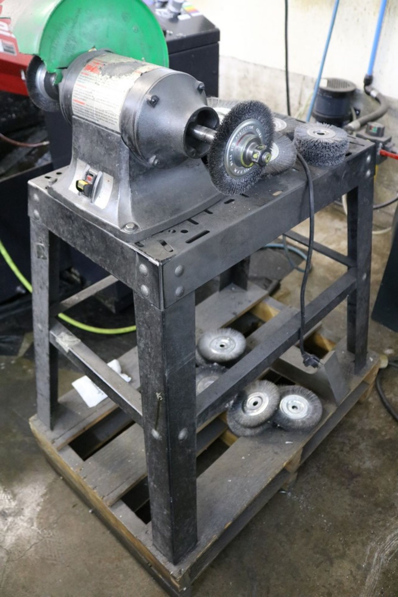 Dayton 8" Buffer/Grinder with Steel Wheels on Heavy Duty Metal Stand - Image 3 of 5