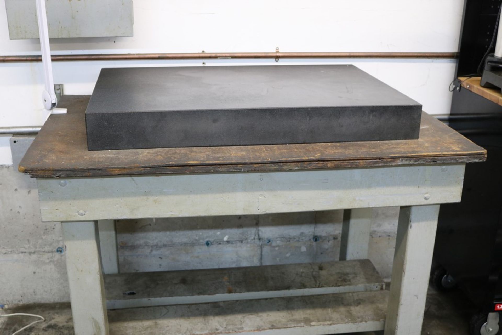 Black Granite Surface Plate and Wood Shop Table 24" x 36" x 4"
