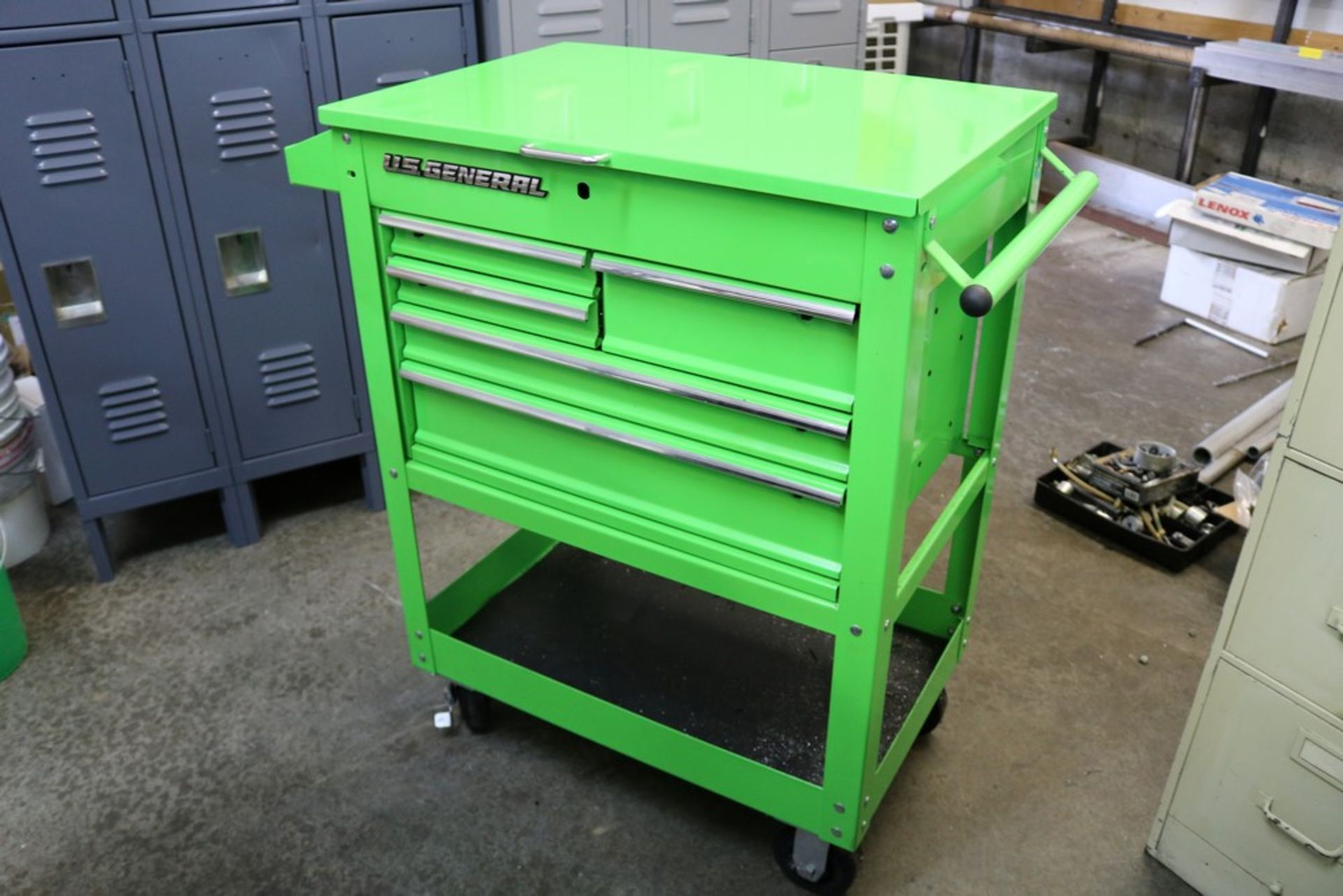 VS General Rolling Tool Cart, 5 Drawer with Top Storage Compartment and Bottom Shelf