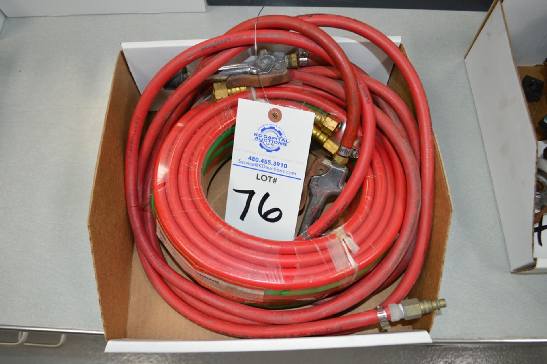 (1) 1/4" 25' welding gas line and (1) 1/4" air hose