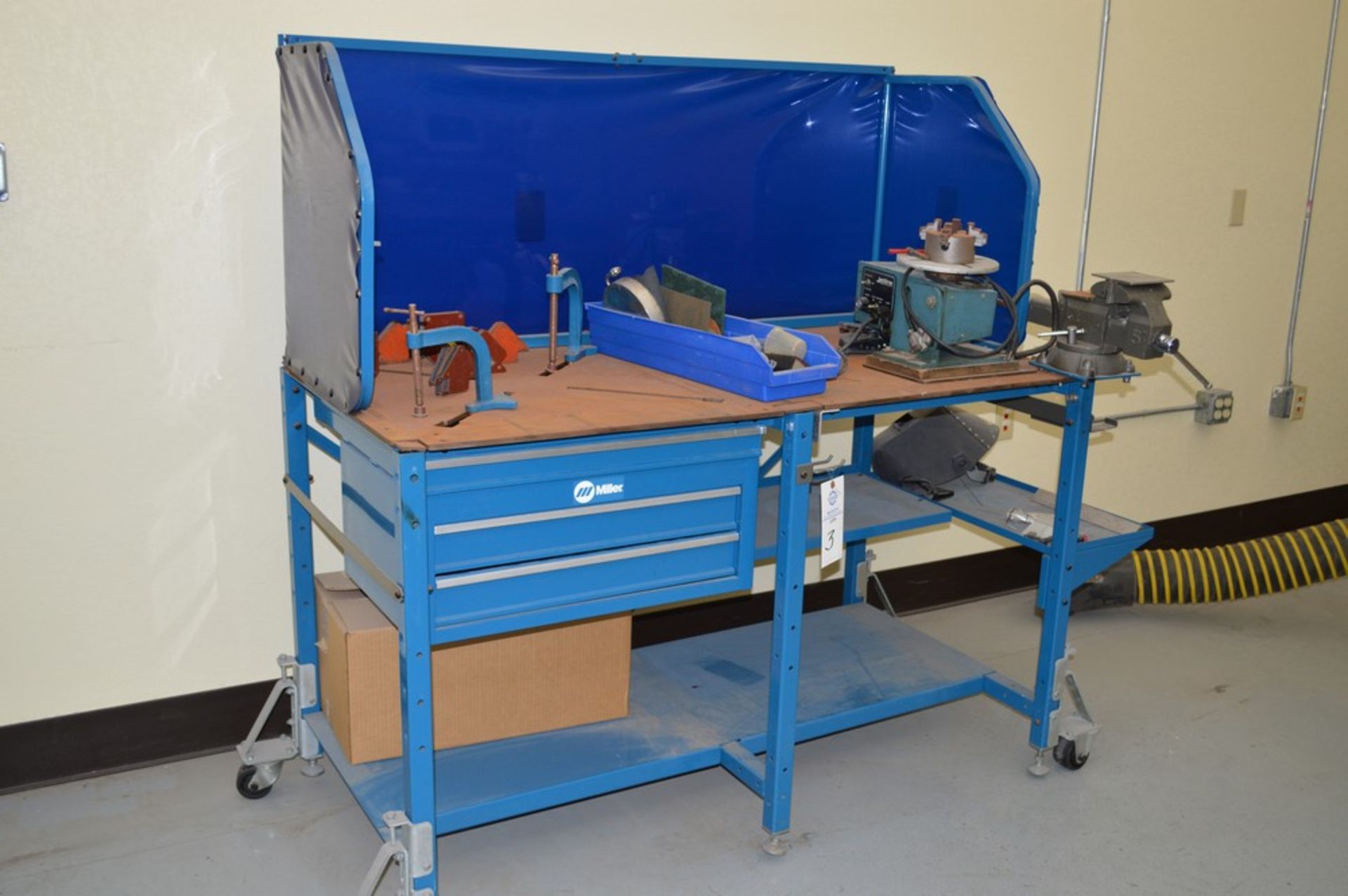 Miller Welding Table, 3 Drawers, Jetline System not included in sale, Magnetic Hold Downs, Manual 5"