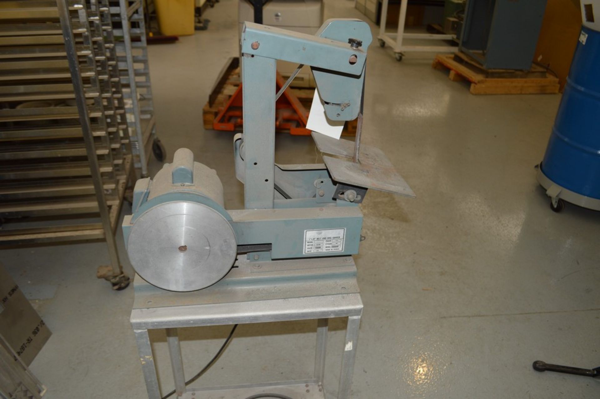 1" x 8" Belt and Disc Sander on small metal rolling stand - Image 4 of 5