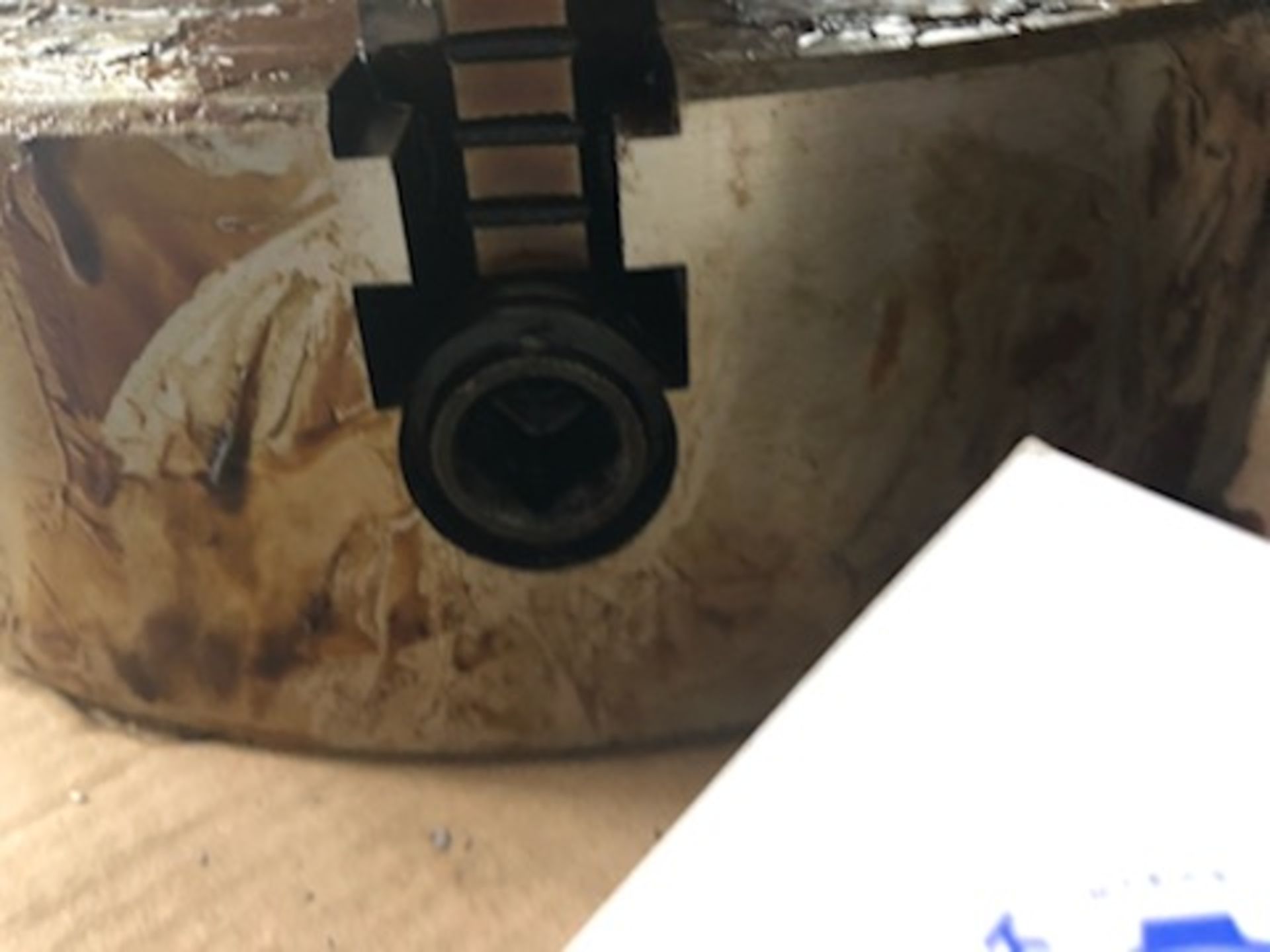 12.5" 4 Jaw chuck, 3.75" thru hole, with wrench - Image 3 of 5
