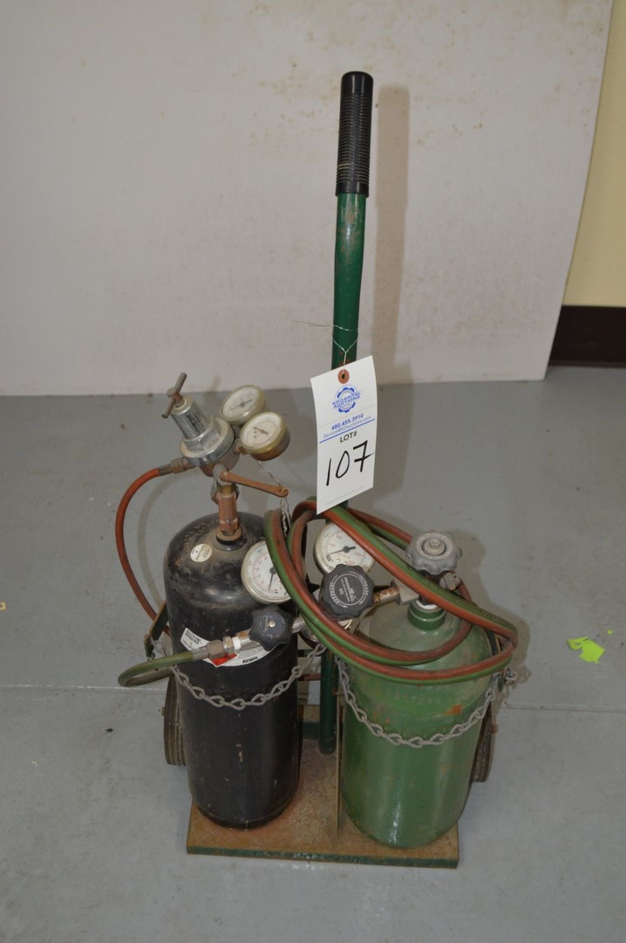 Acetylene torch on small rolling cart