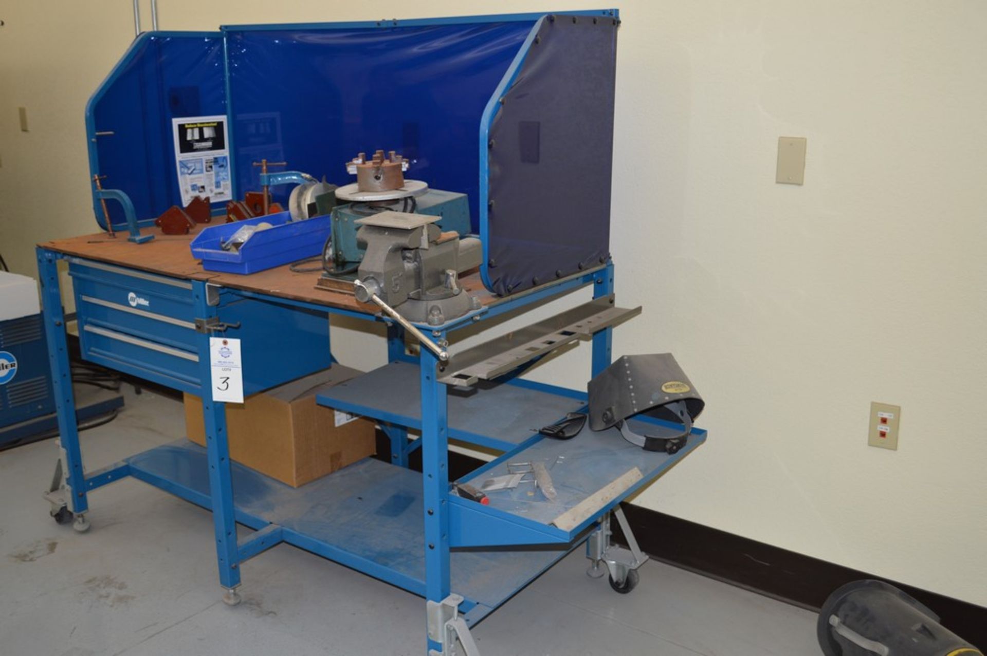 Miller Welding Table, 3 Drawers, Jetline System not included in sale, Magnetic Hold Downs, Manual 5" - Image 3 of 6