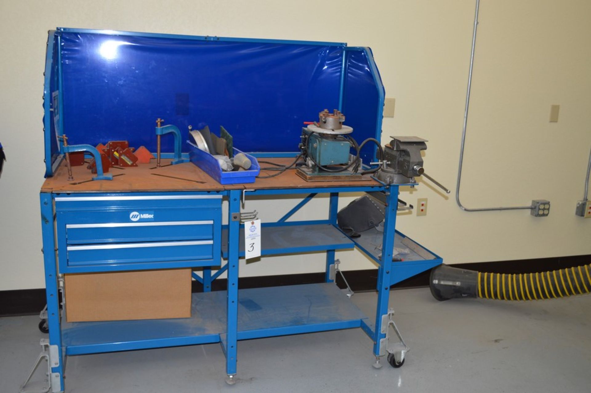 Miller Welding Table, 3 Drawers, Jetline System not included in sale, Magnetic Hold Downs, Manual 5" - Image 4 of 6