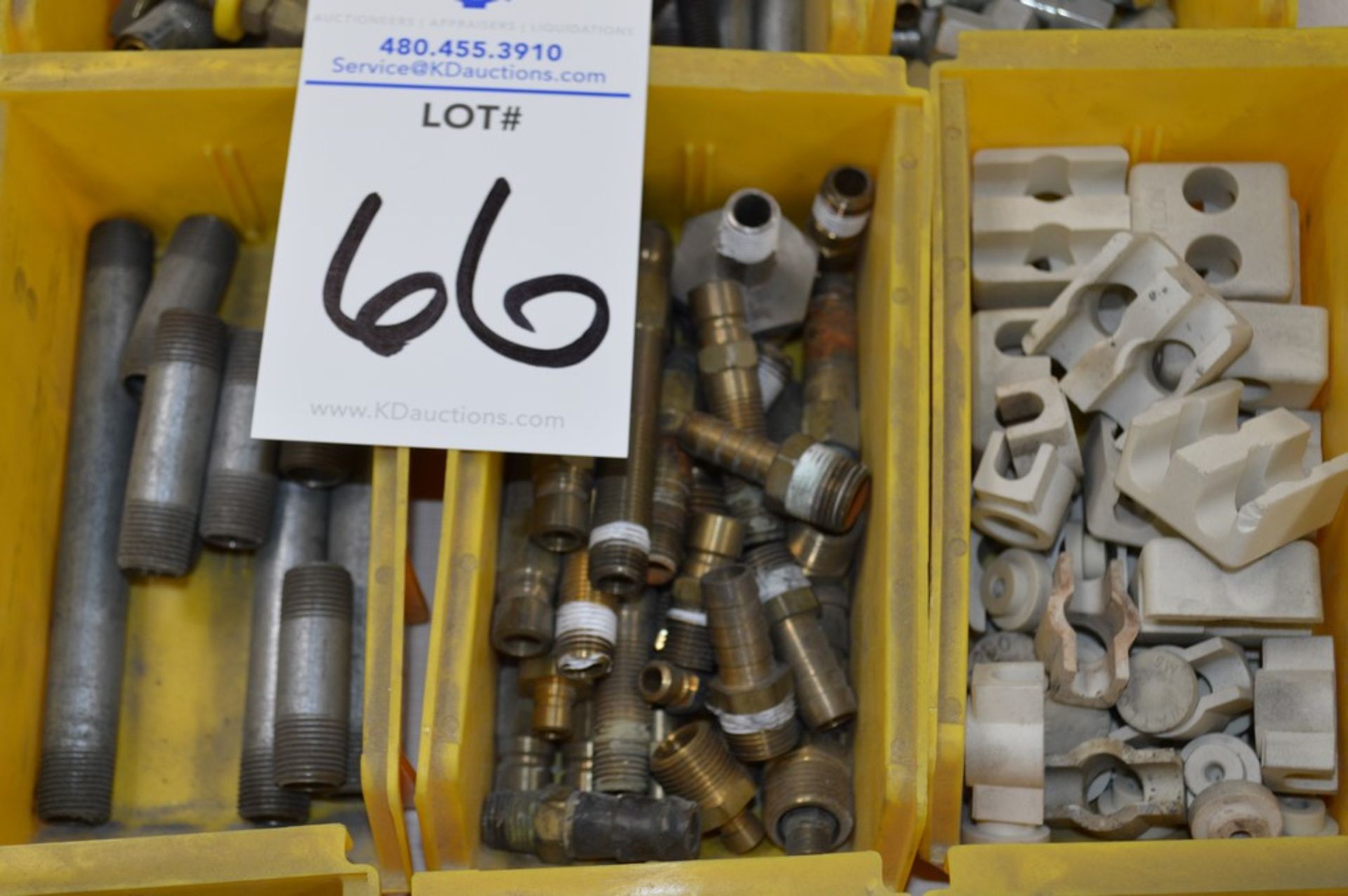 Large assortment of dual threaded joiners, air valves, 12 yellow parts boxes included - Image 4 of 5