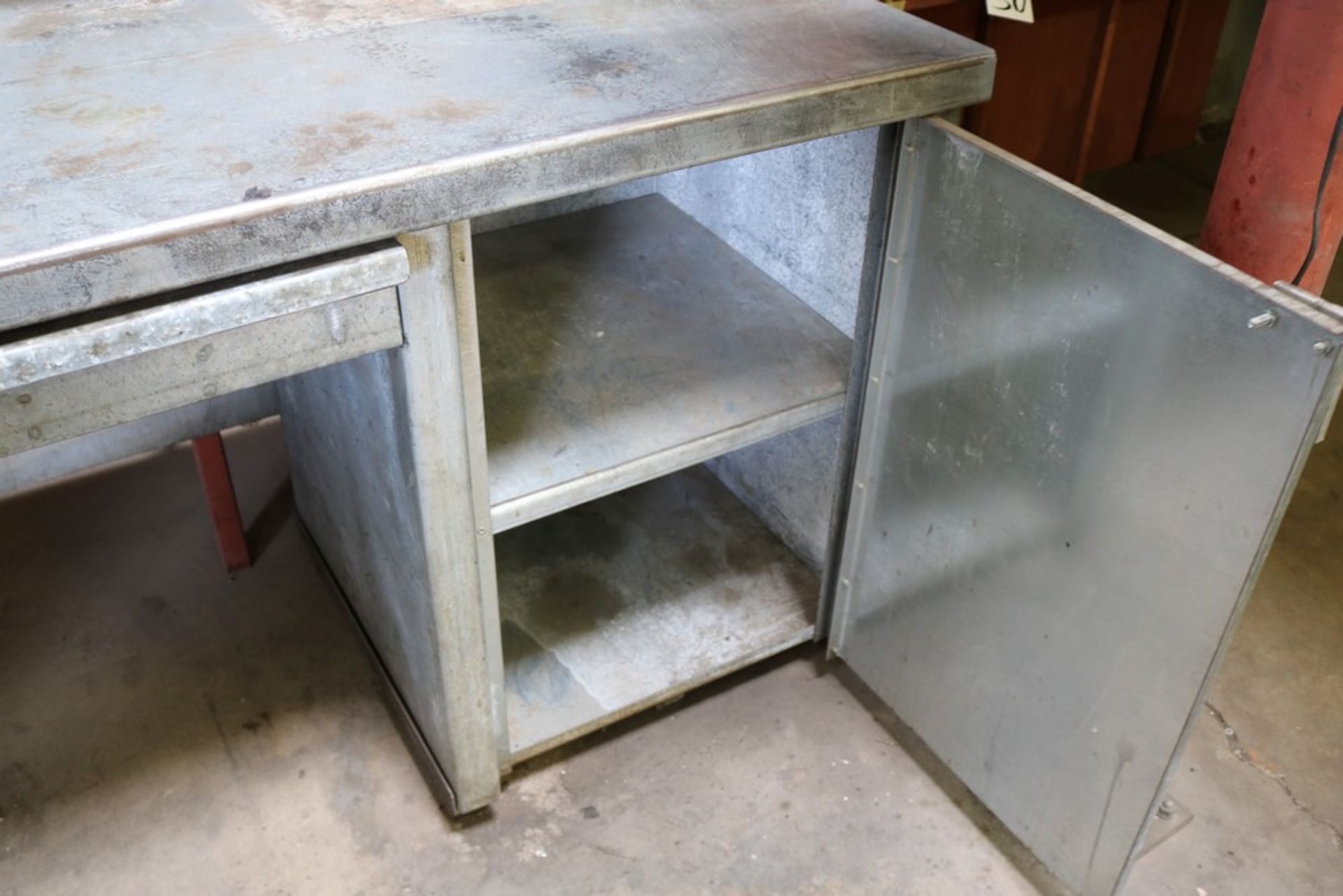 Heavy Duty Metal Work Table, (2) Cabinets 7' x 25'' x 25'', (1) Drawer, Backsplash not included - Image 3 of 4