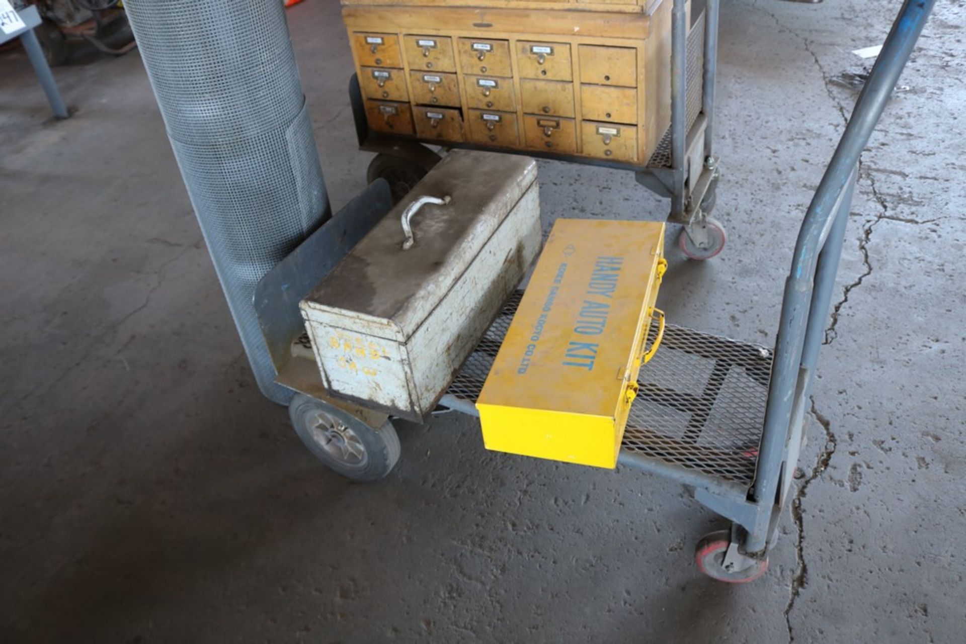 Portabander and rolling cart, torches, wire mesh roll