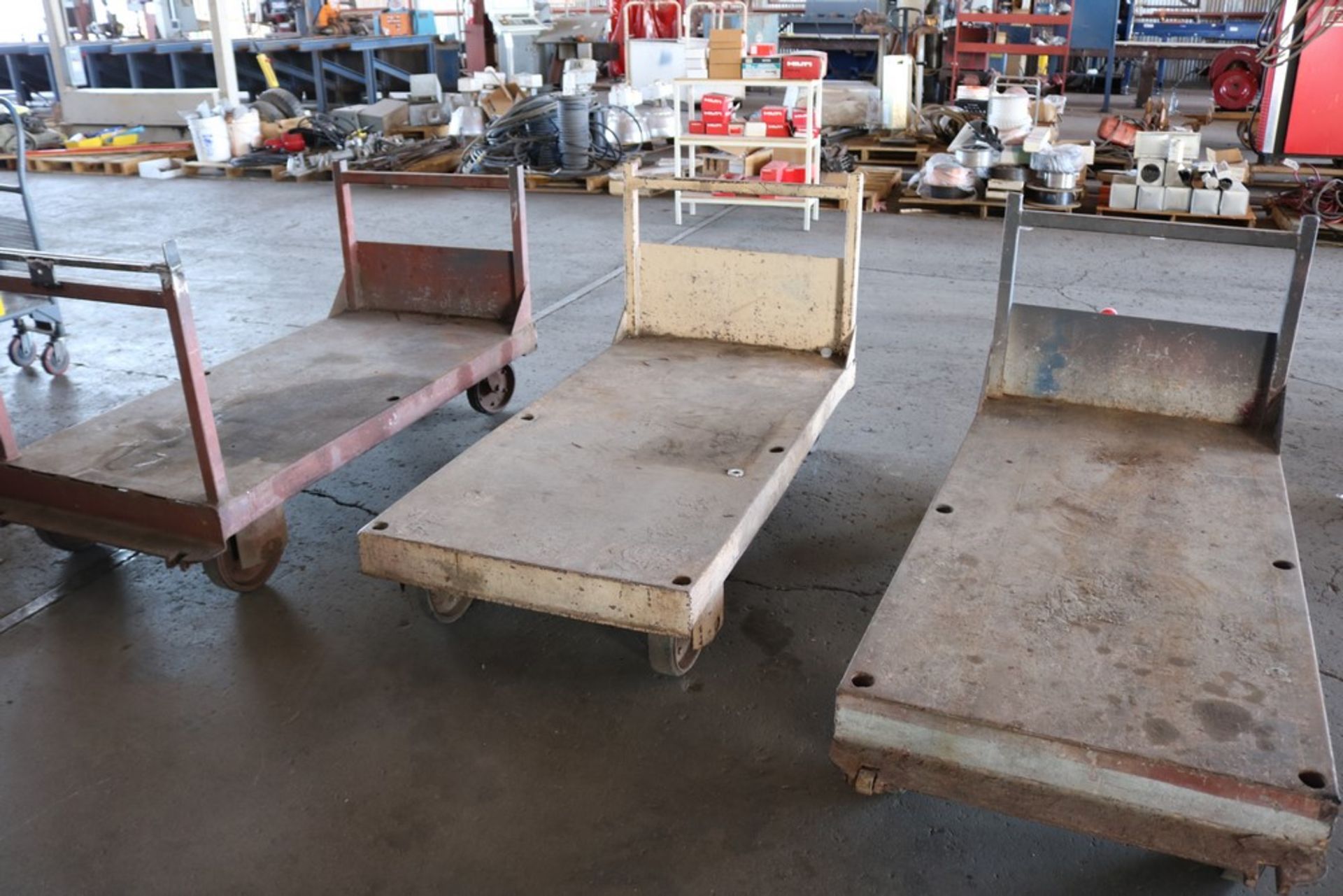 (3) heavy duty metal shop rolling carts