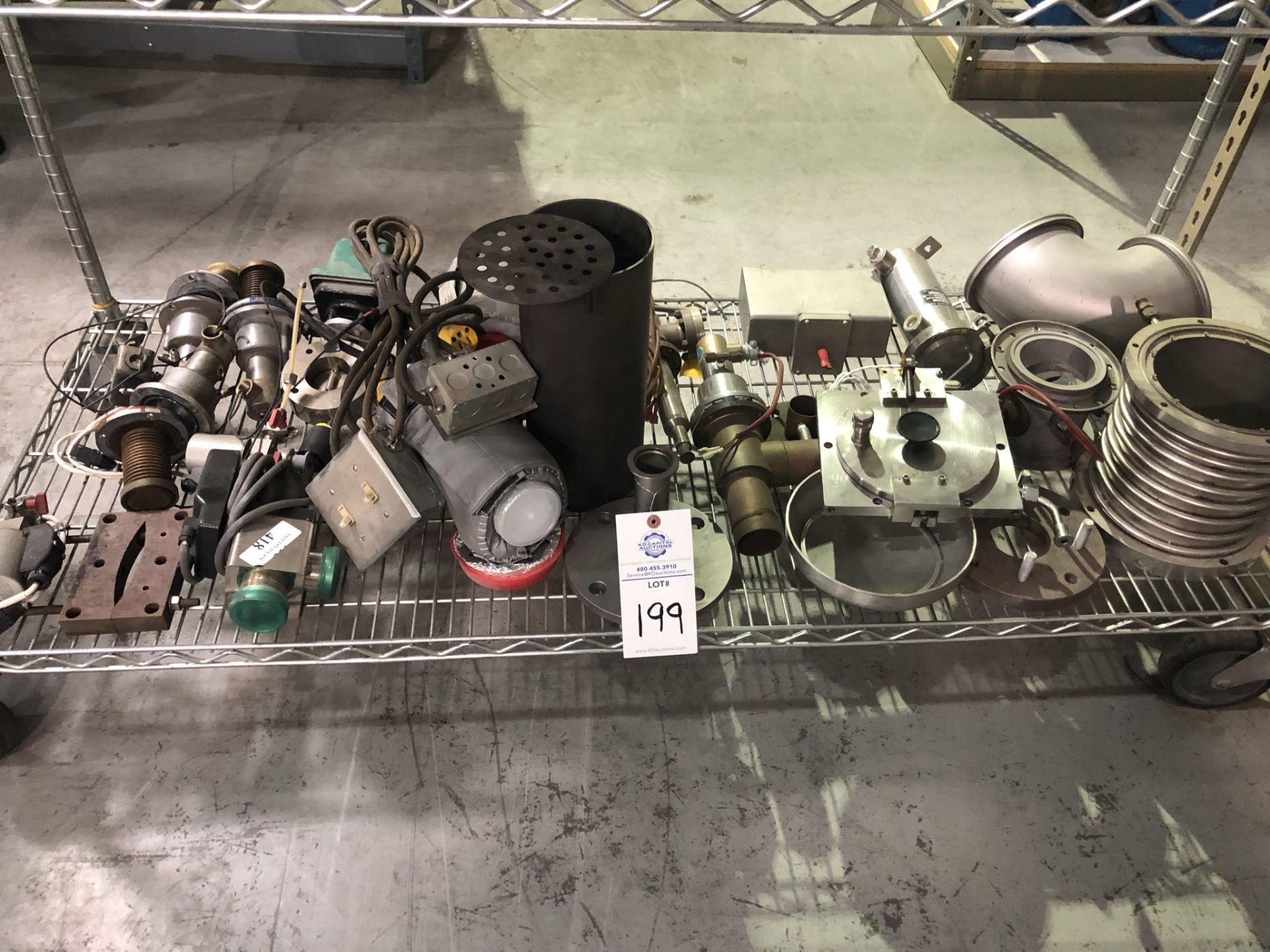 MISC lot of vauum fittings, Varian ion pump, 6" flanged elbow, MKS bake out heaters, more included