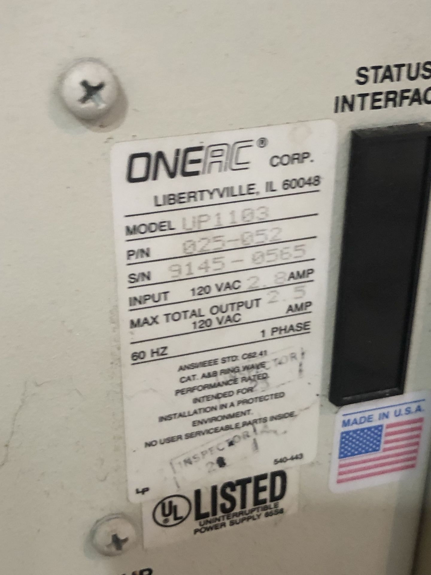 Oneac Corp., Quantity 10, Model UP1103, Uninterruptable Power Supplies (see detail PDF) - Image 5 of 11