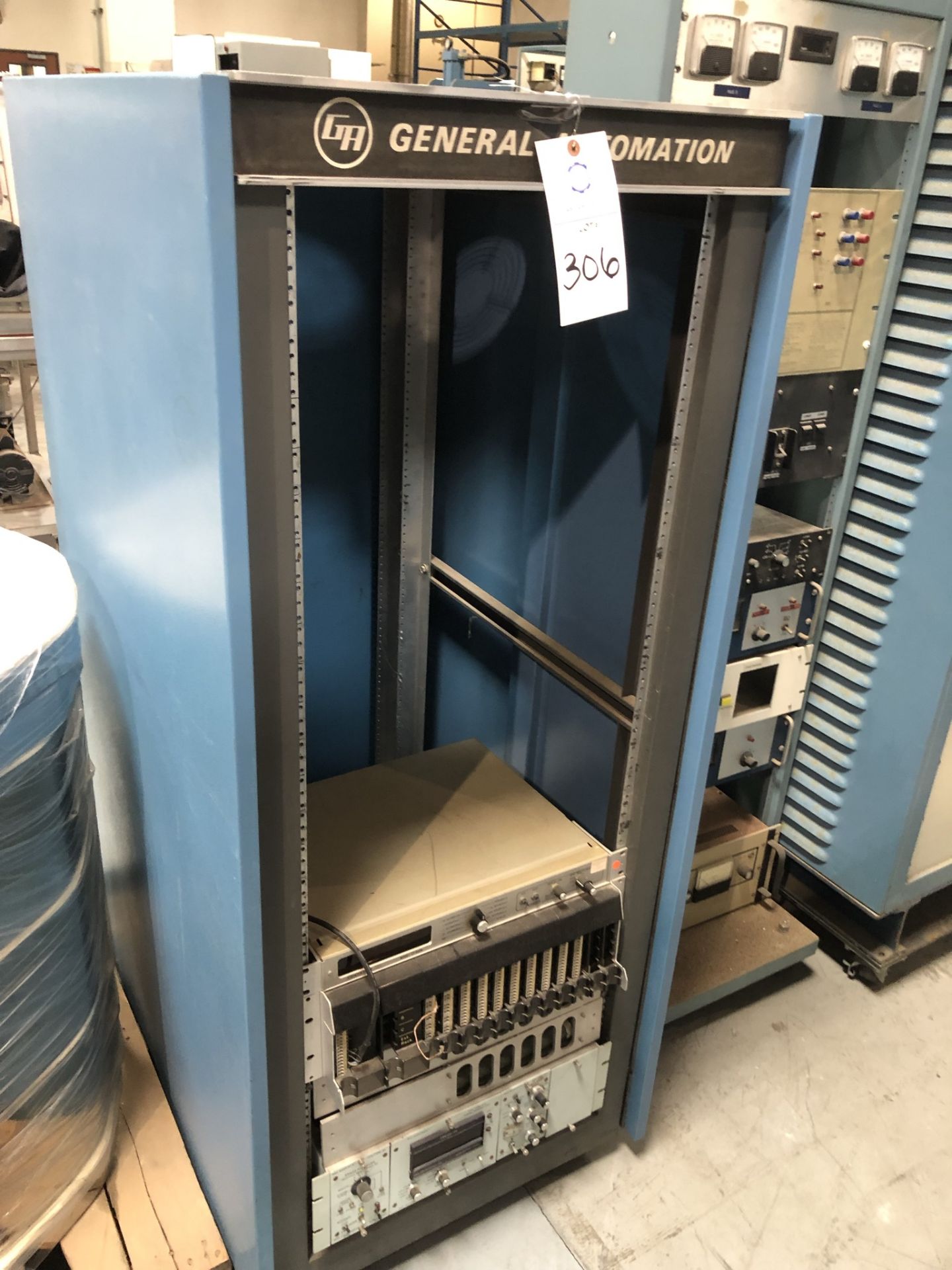 General Automation 19" rack, NKS Baratron pressure readout and control systems with misc 19" rack