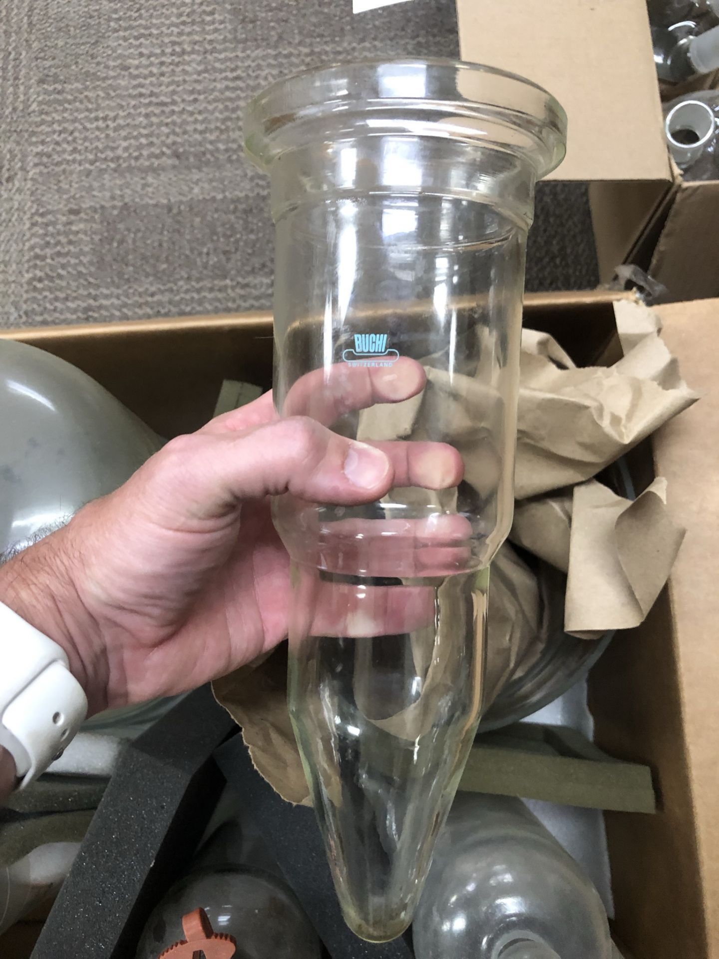 Lot of Misc. Large Glassware Items Including Large Glass Carbouy and 3 Vertical Rotovap Condenser - Image 13 of 16