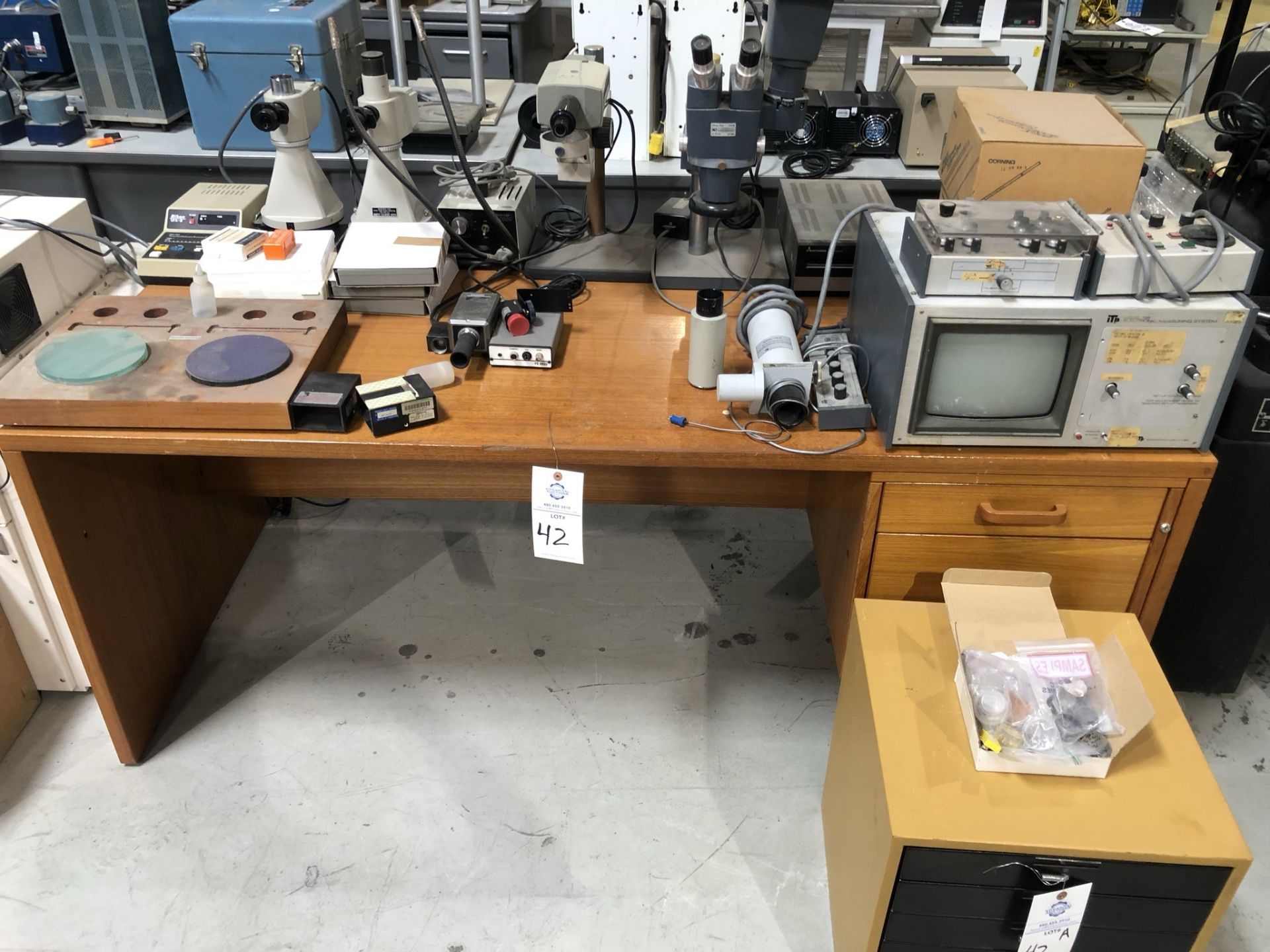 Lot of Misc. Microscopes and optical gauging systems. Lot includes two optical laps, and a nice