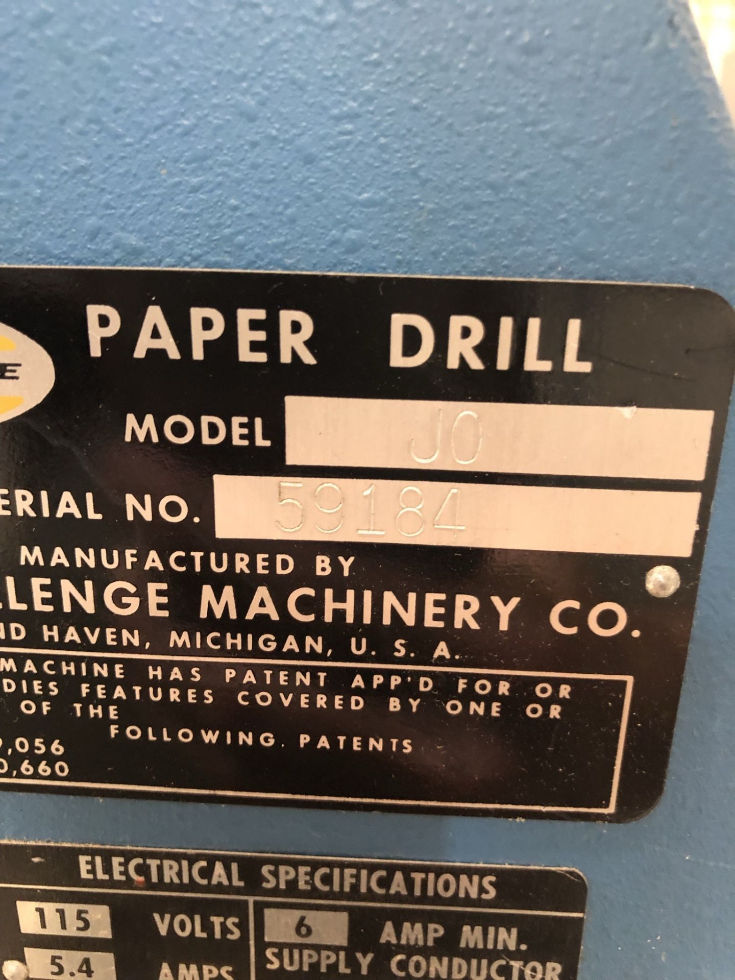 Harvard Apparatus Model 1201 Peristaltic pump, Challenge Machinery Company Model JO paper drill, - Image 2 of 4
