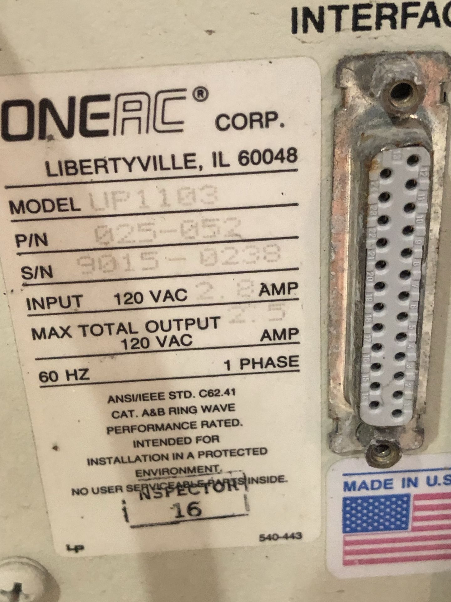 Oneac Corp., Quantity 10, Model UP1103, Uninterruptable Power Supplies (see detail PDF) - Image 4 of 11