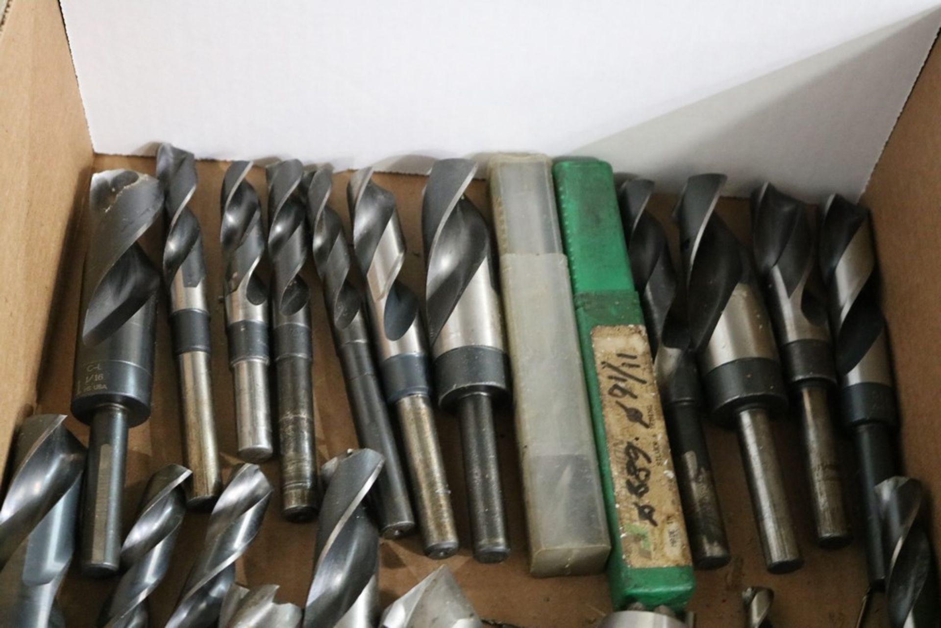 Box of Various Drills, End Mills, and Jacob Chuck Holders - Image 2 of 3