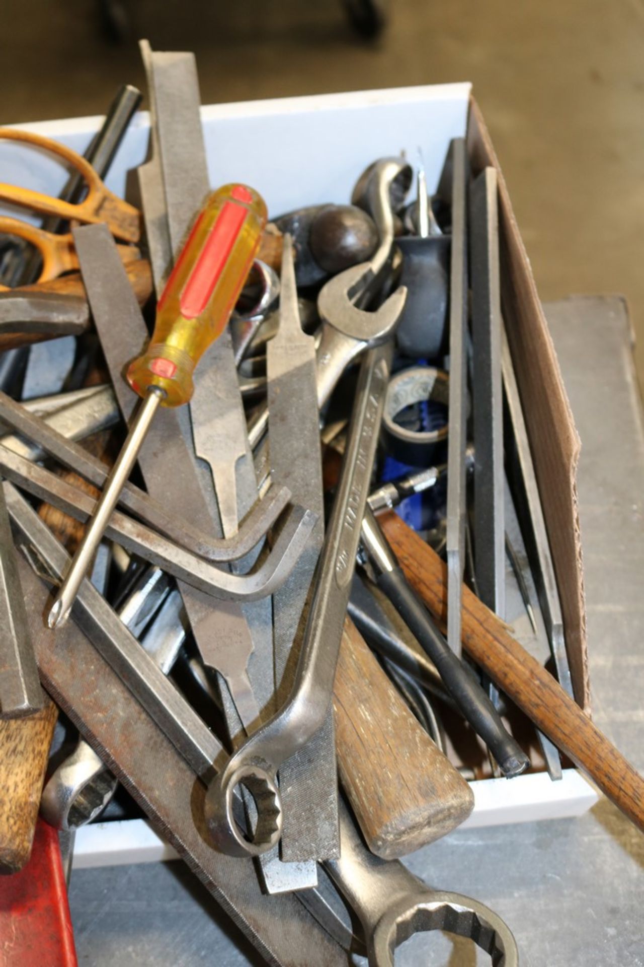 Box of Various Hand tools, Wrenches, Files, Hammers, Etc - Image 4 of 5