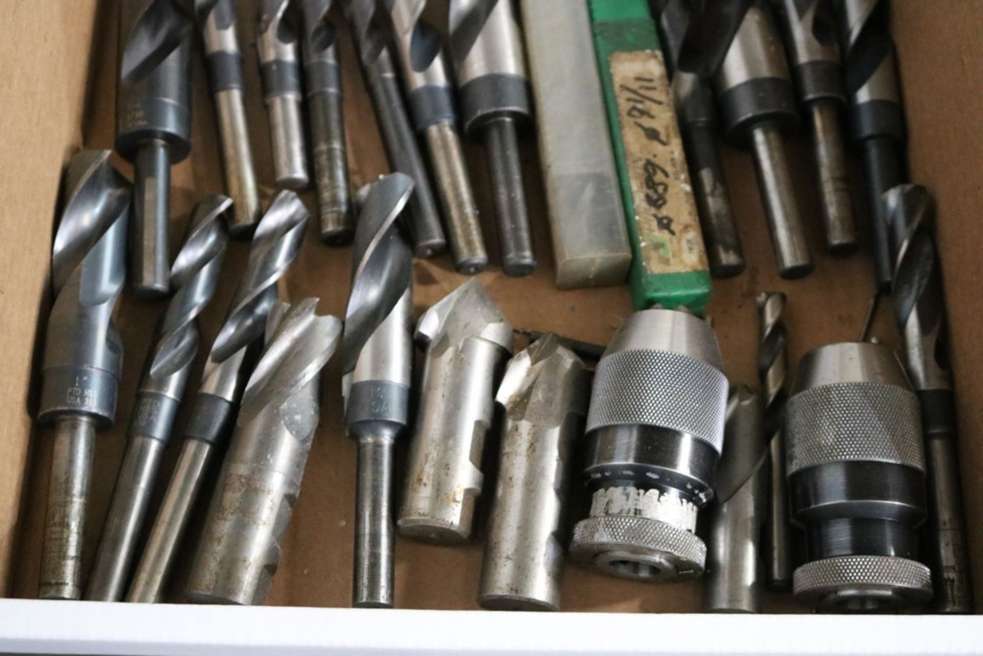 Box of Various Drills, End Mills, and Jacob Chuck Holders - Image 3 of 3