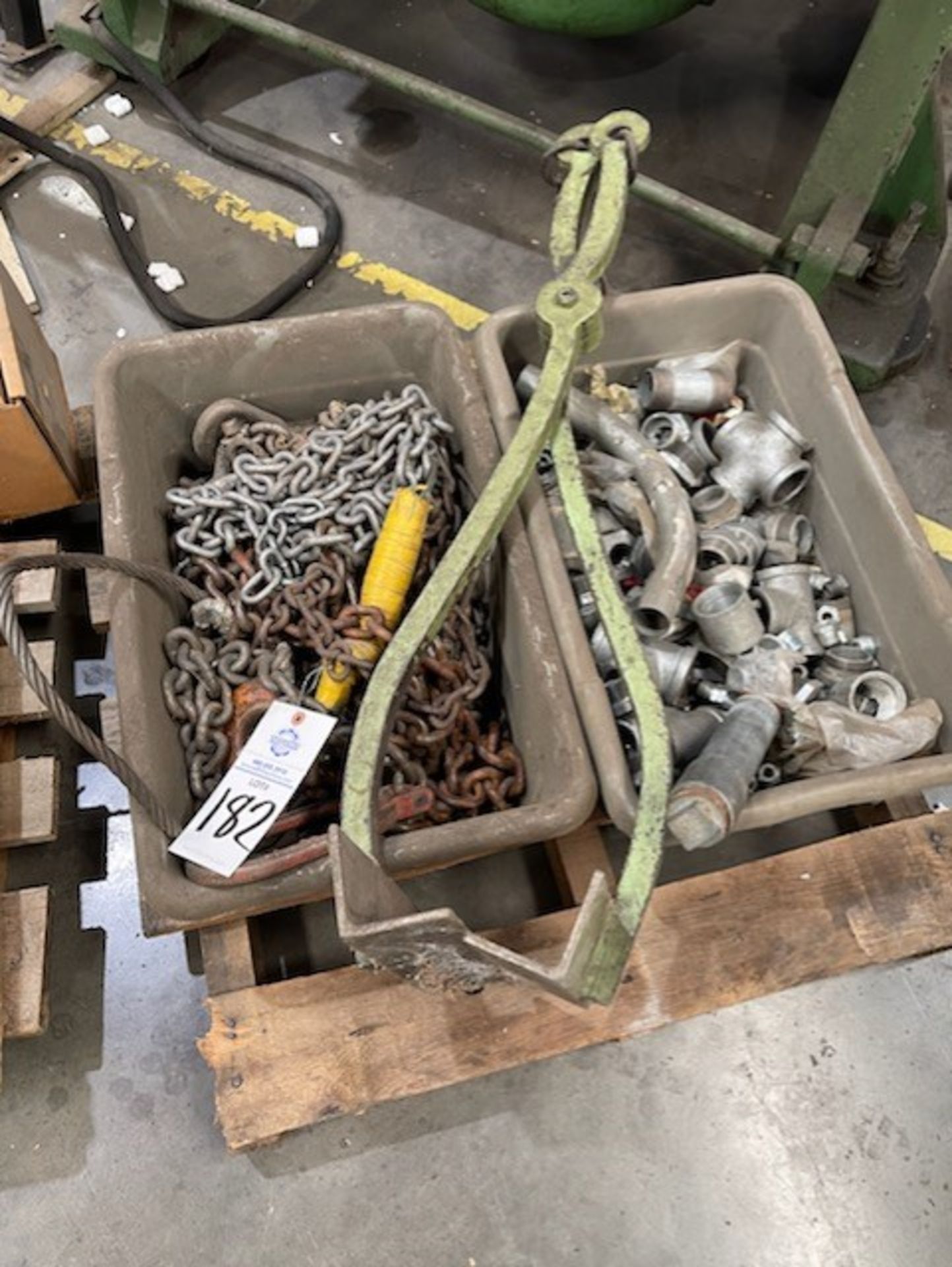 2" Galvanized Pipe Connectors and Hoist Lift Chains and Hoist Material Grabber