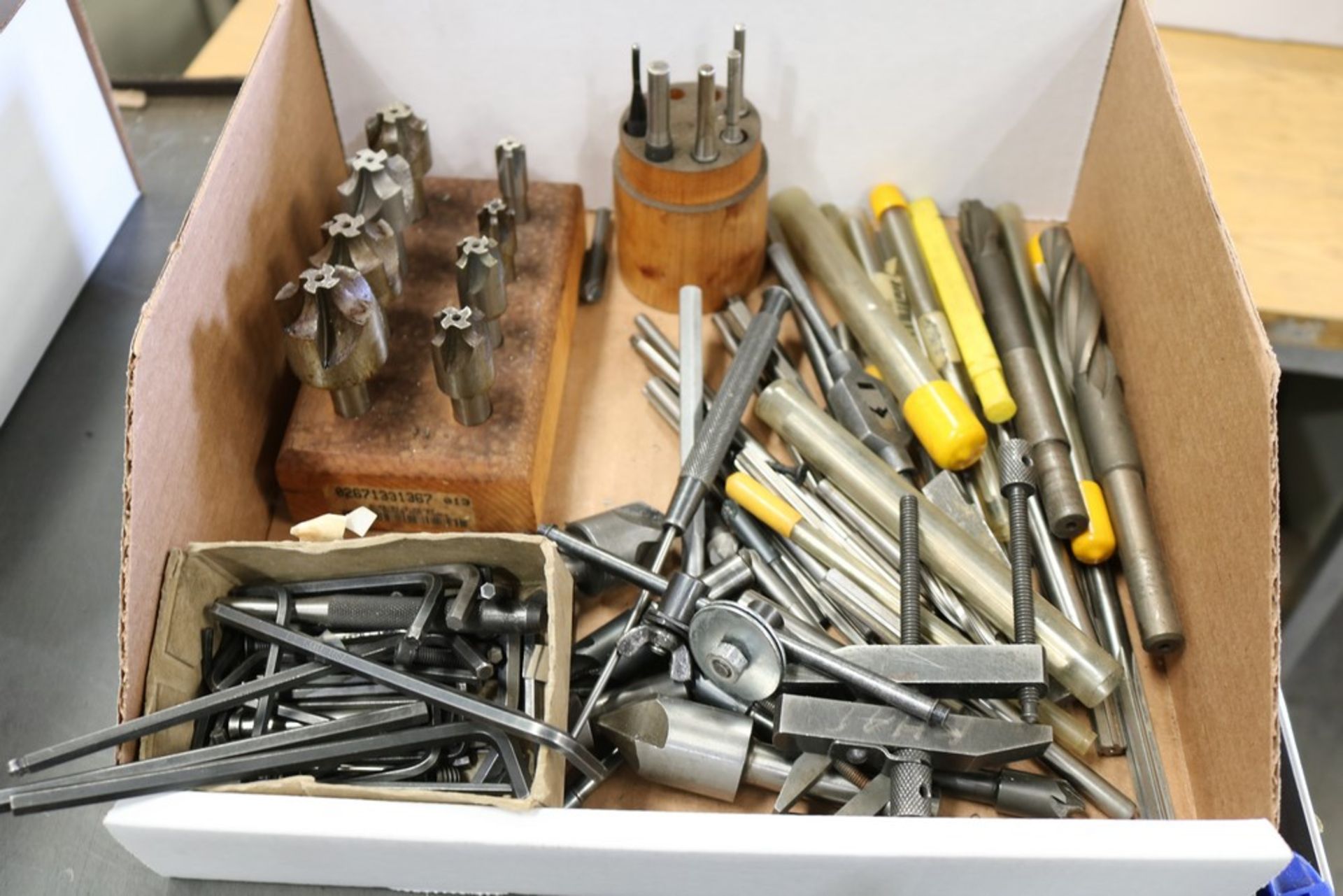 Box of Various Counter Sinks, Reamers, Punches and others