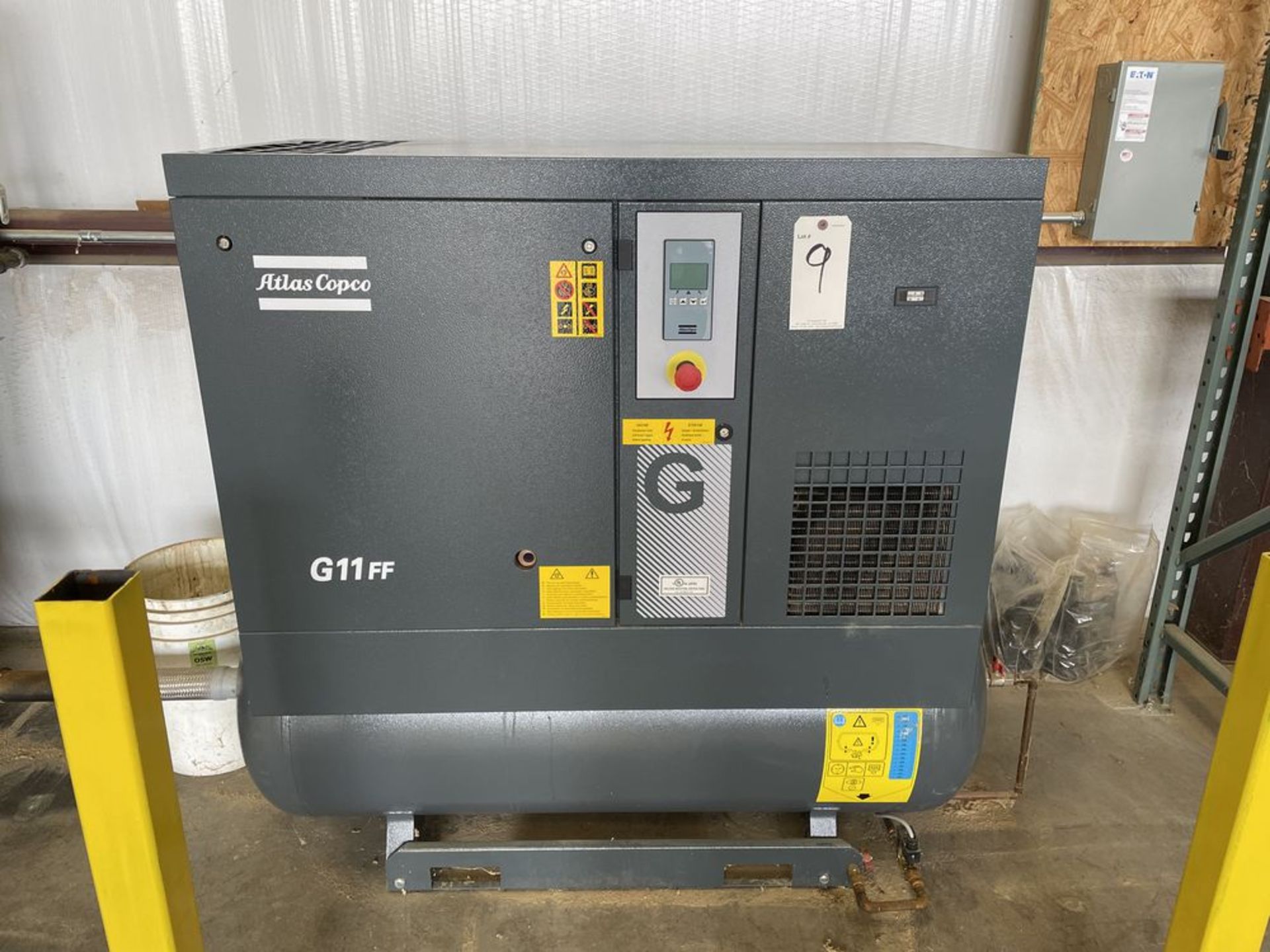 2018 Atlas Copco G11FF 15 HP Air Compressor. SN ITJ180185, Year 2018. Equipped with 125 PSI