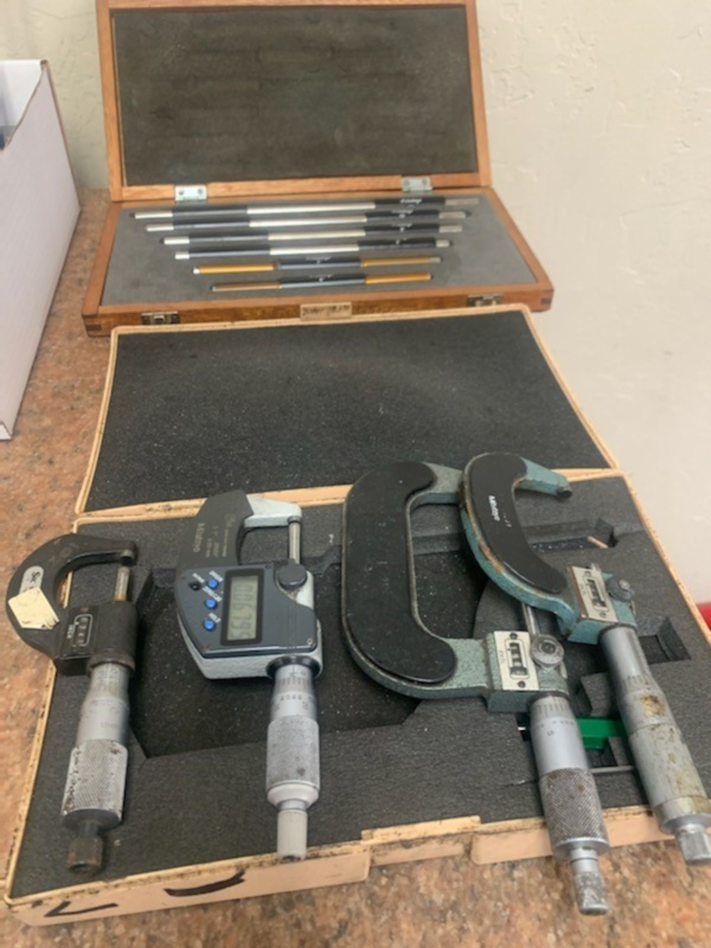 Various micrometers and gage set