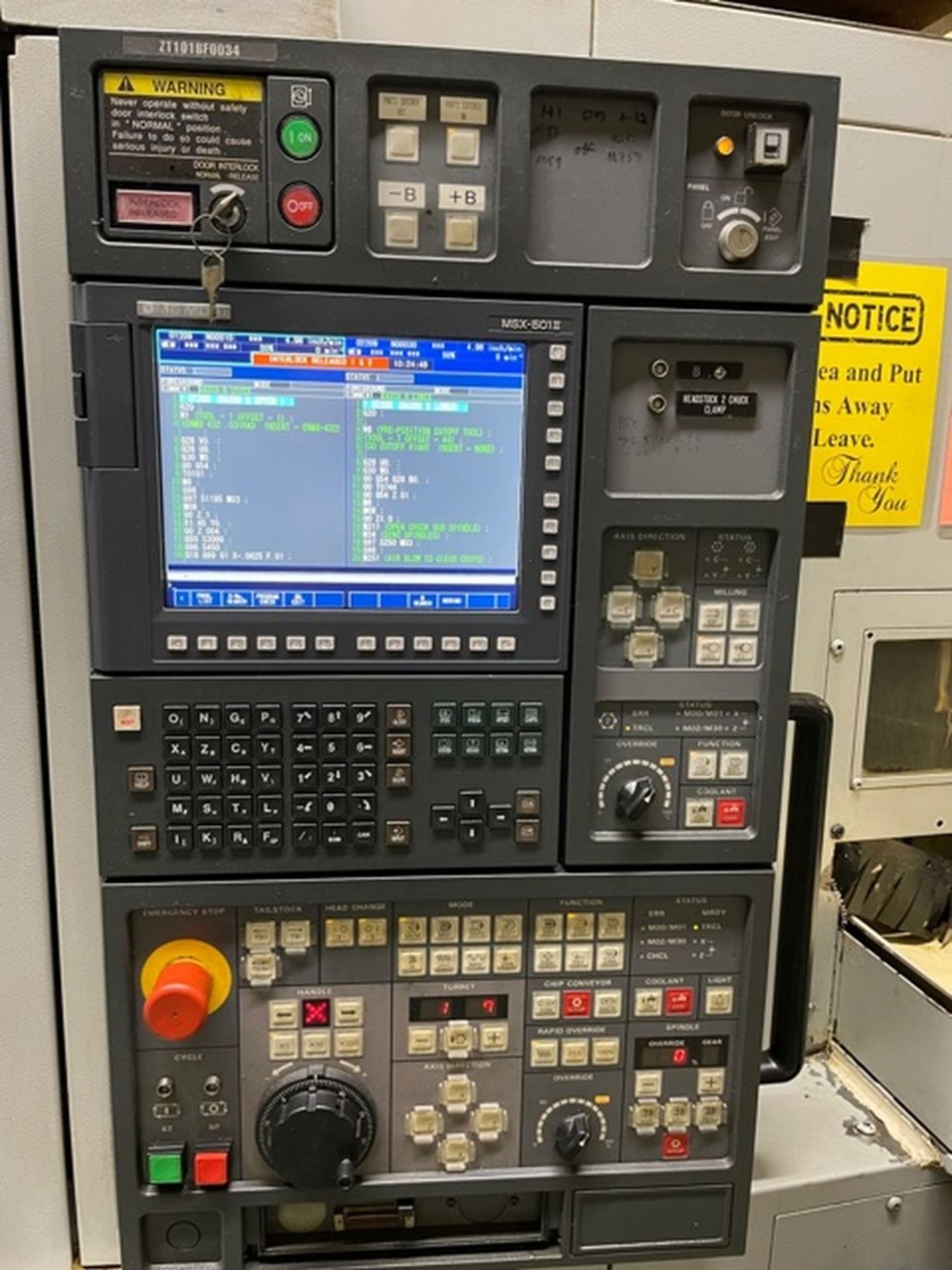 2002 Mori Seiki ZT1000Y Serial Number ZT101BF0034, CNC Lathe LNS 6’ Barfeeder, Dual 6” Chucks - Image 3 of 8