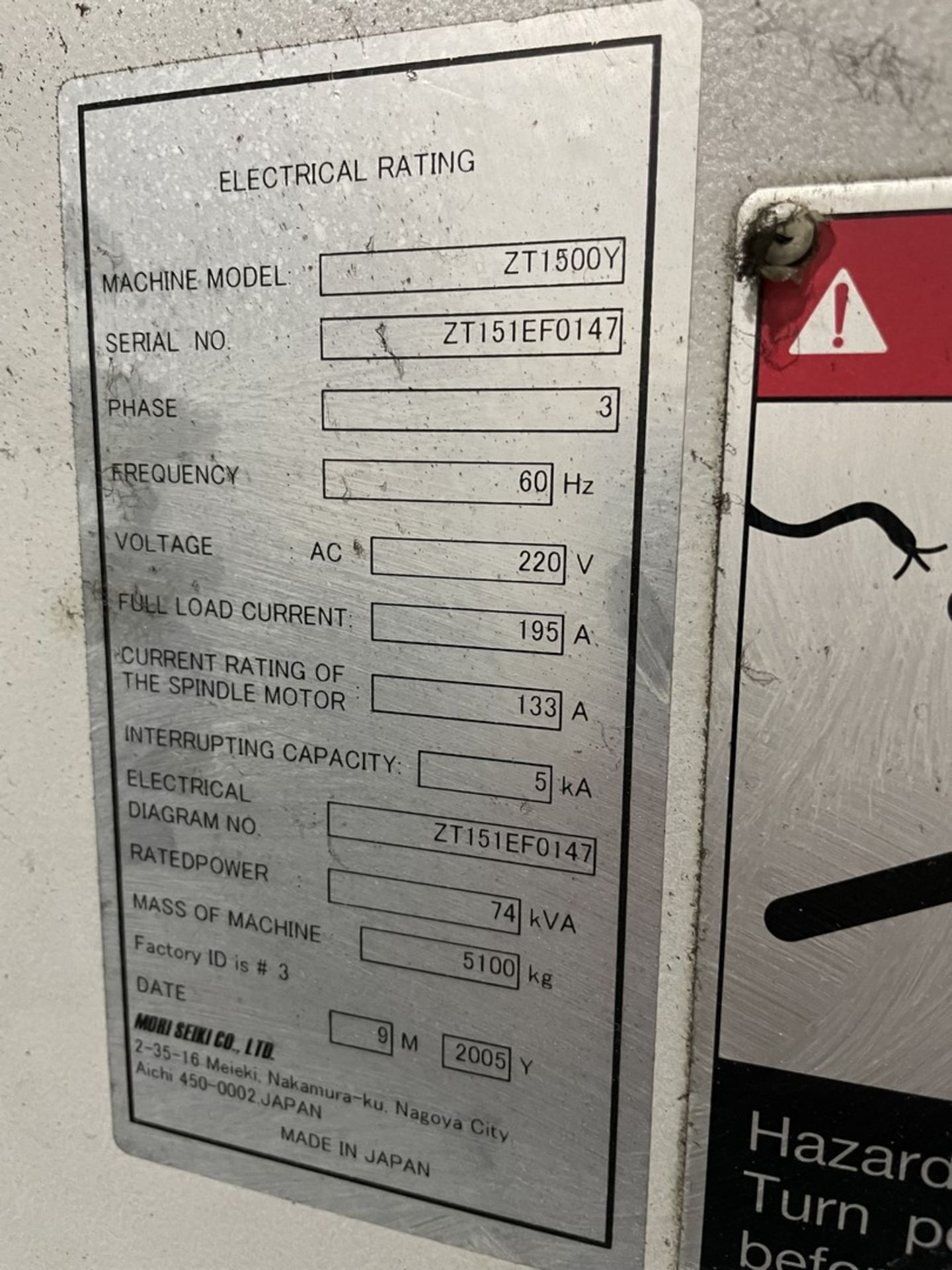 2005 Mori Seiki ZT1500 Serial Number ZT151EF0147, CNC Lathe, Dual 8” Chucks - Image 10 of 10