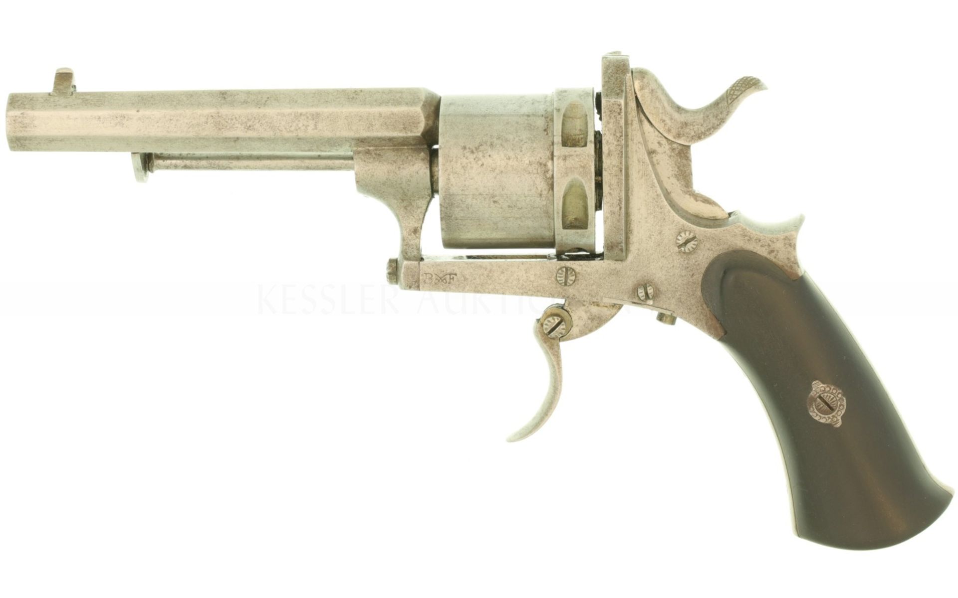Revolver, belgisch, sign. "Knecht in St. Gallen", Kal. 7mmRF