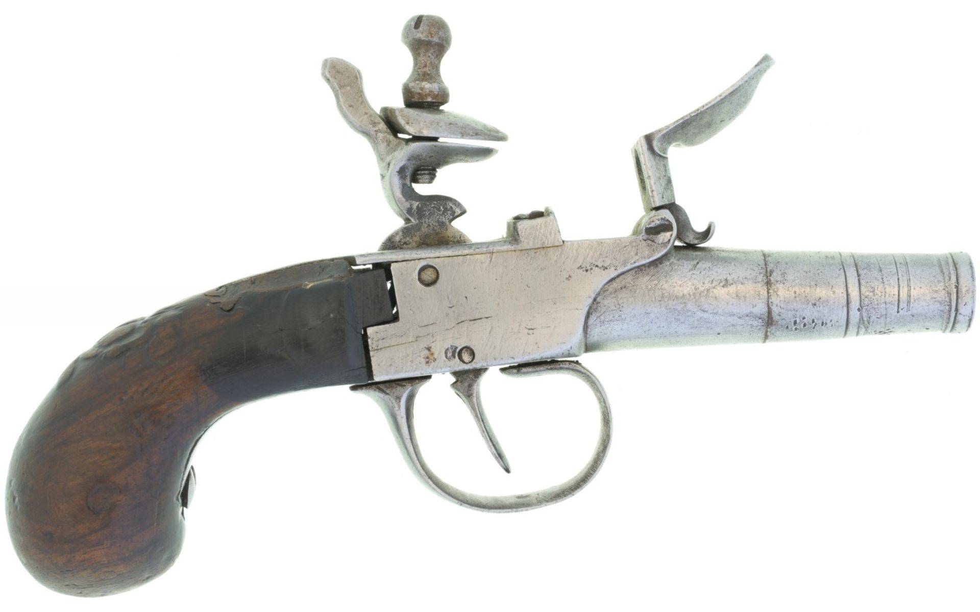 Steinschloss-Taschenpistole, englisch um 1770, Kal. 12mm