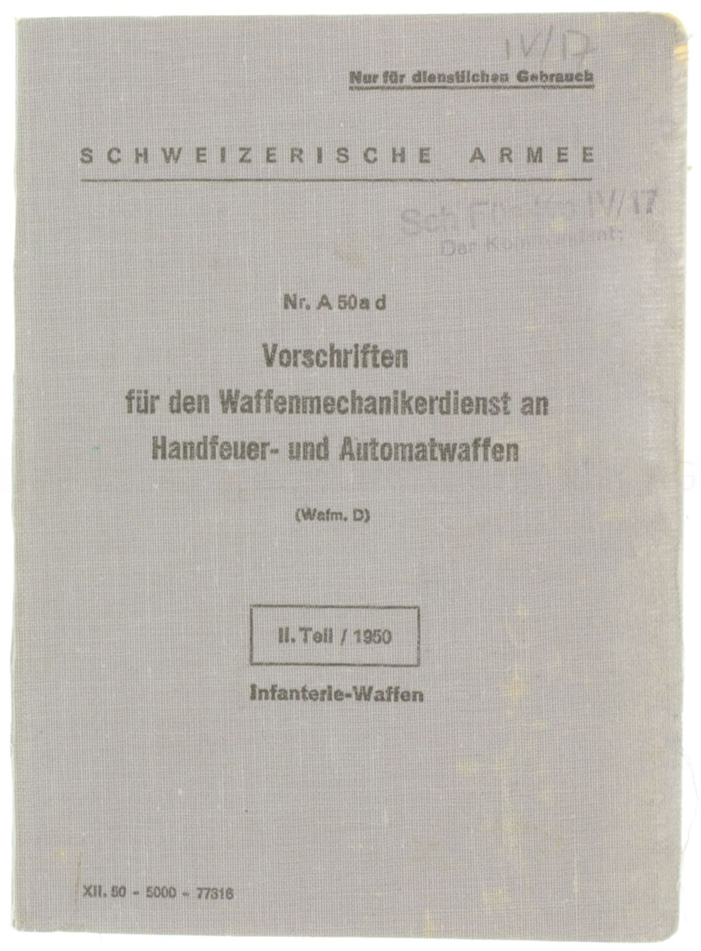 Vorschriften für den Waffenmechaniker an Handfeuer- und Automatwaffen, Infanterie