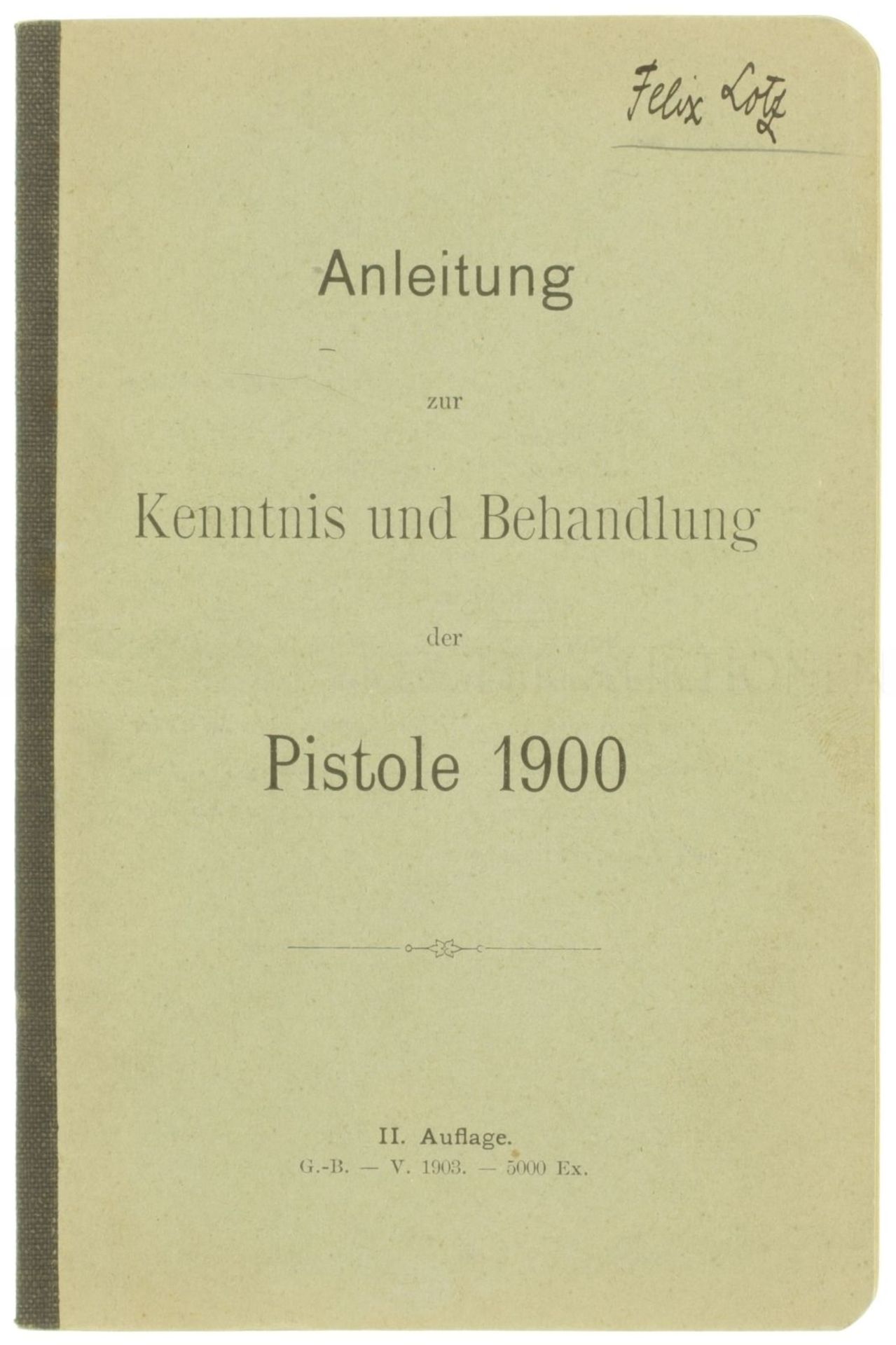 Reglement zur Parabellum Pistole 1900