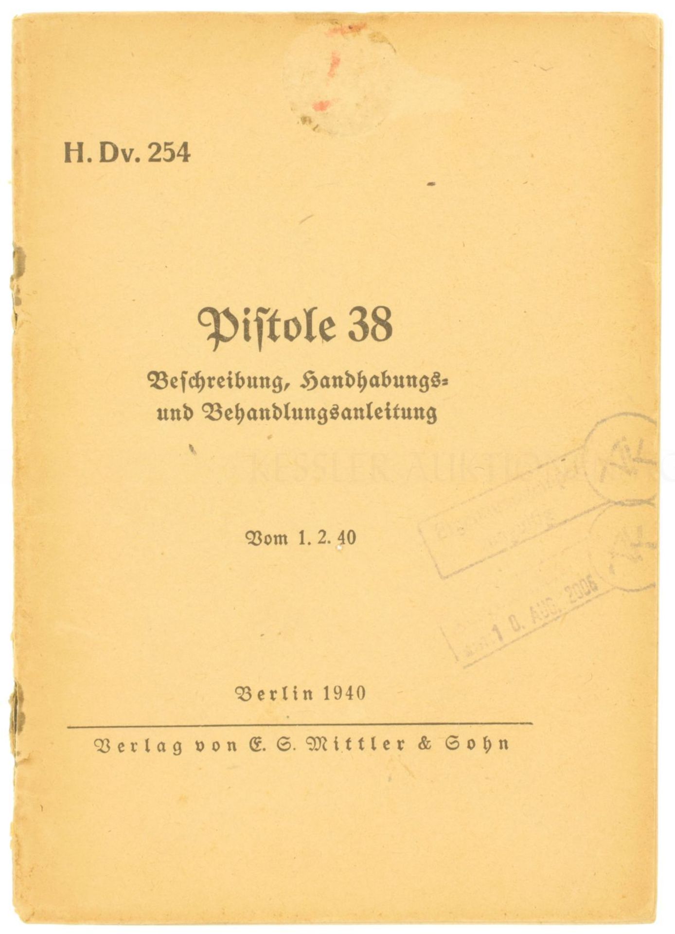 H.Dv. 254 (Heeres Dienstvorschrift) Pistole 38